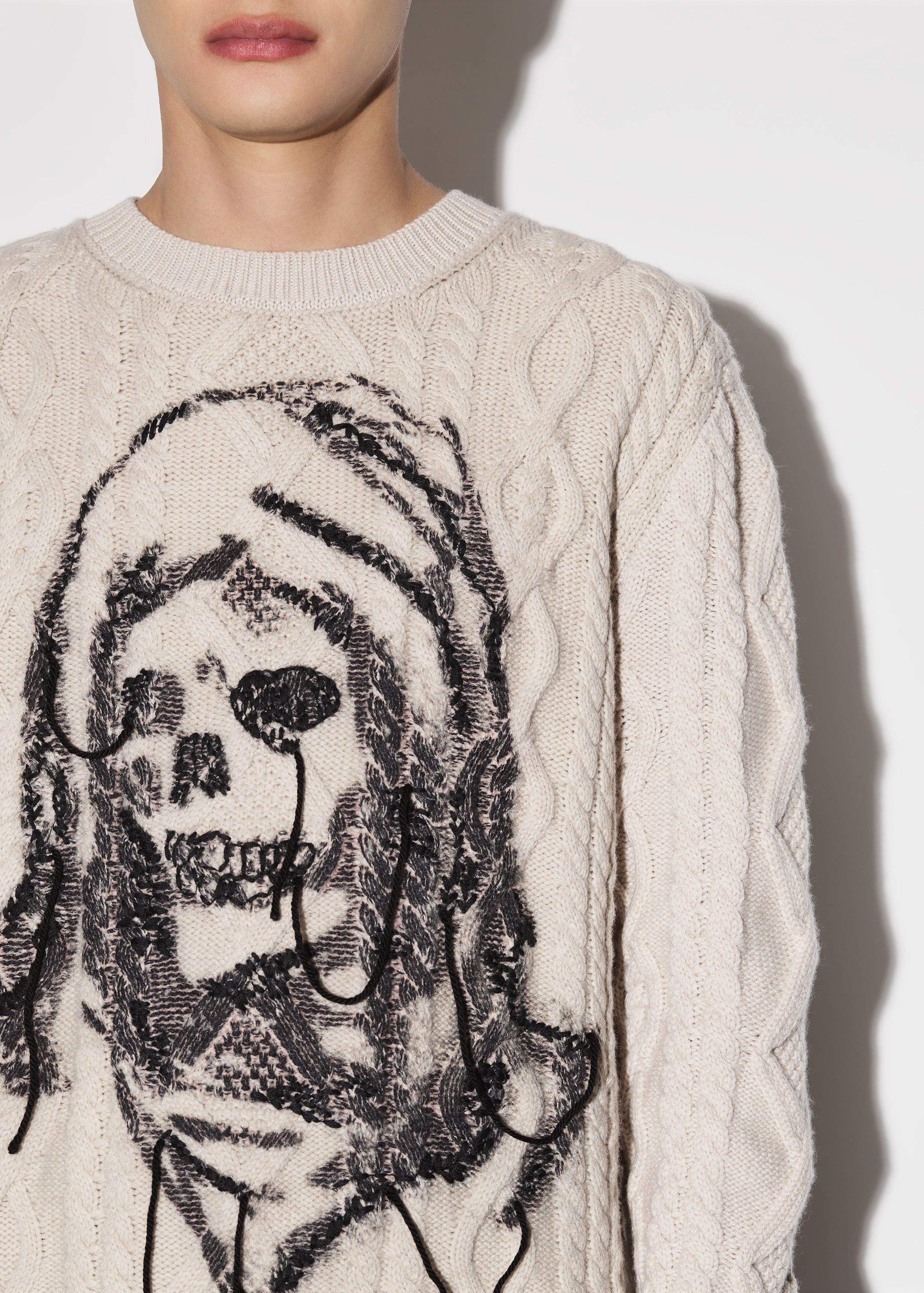 Amiri × Wes Lang o1w1db11224 Cable Reaper Crew Sweater in Beige Size US S / EU 44-46 / 1 - 5 Thumbnail