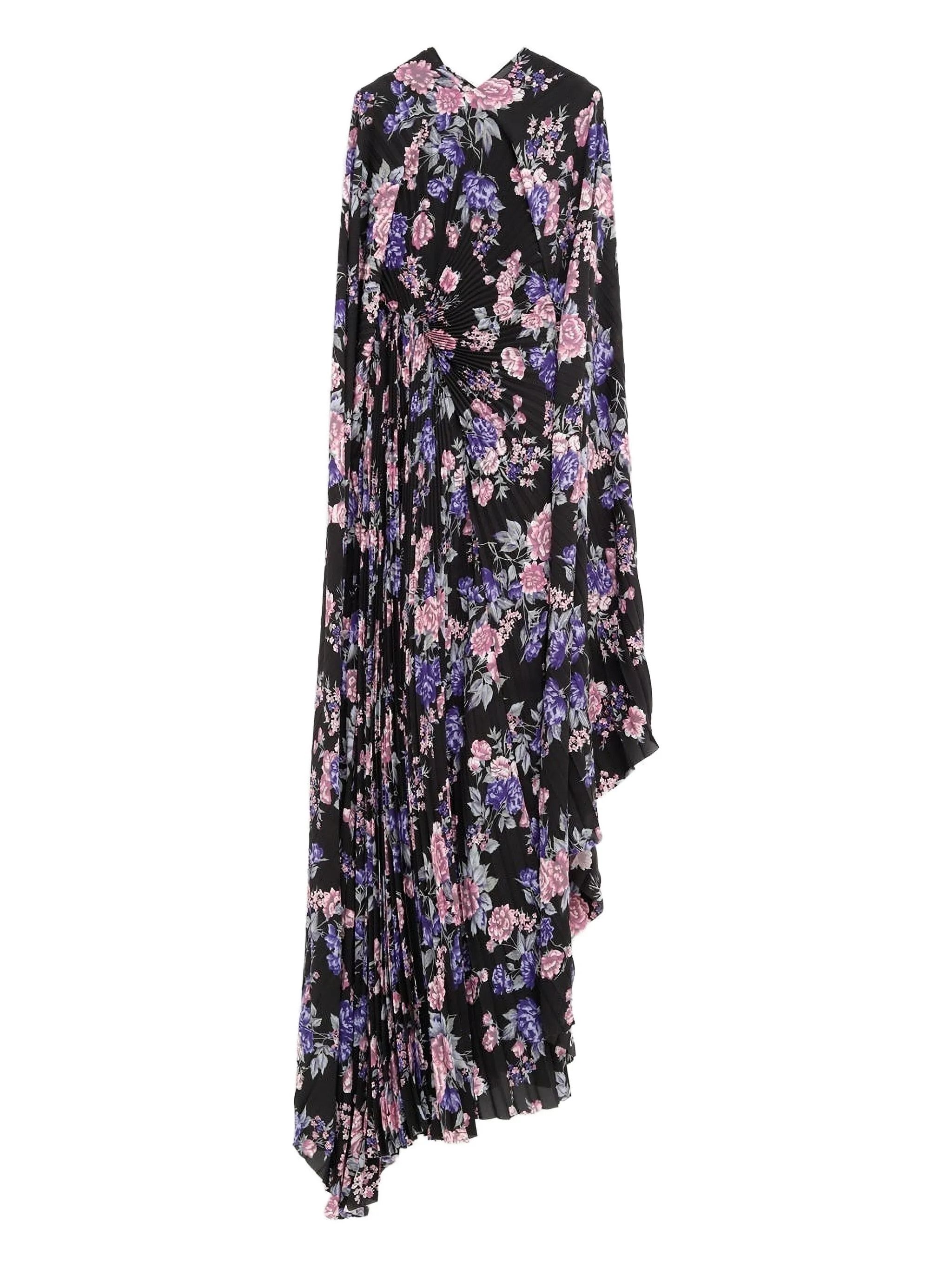 Balenciaga oc11z0825 Floral Circle Pleated Dress in Multicolor Size L / US 10 / IT 46 - 1 Thumbnail