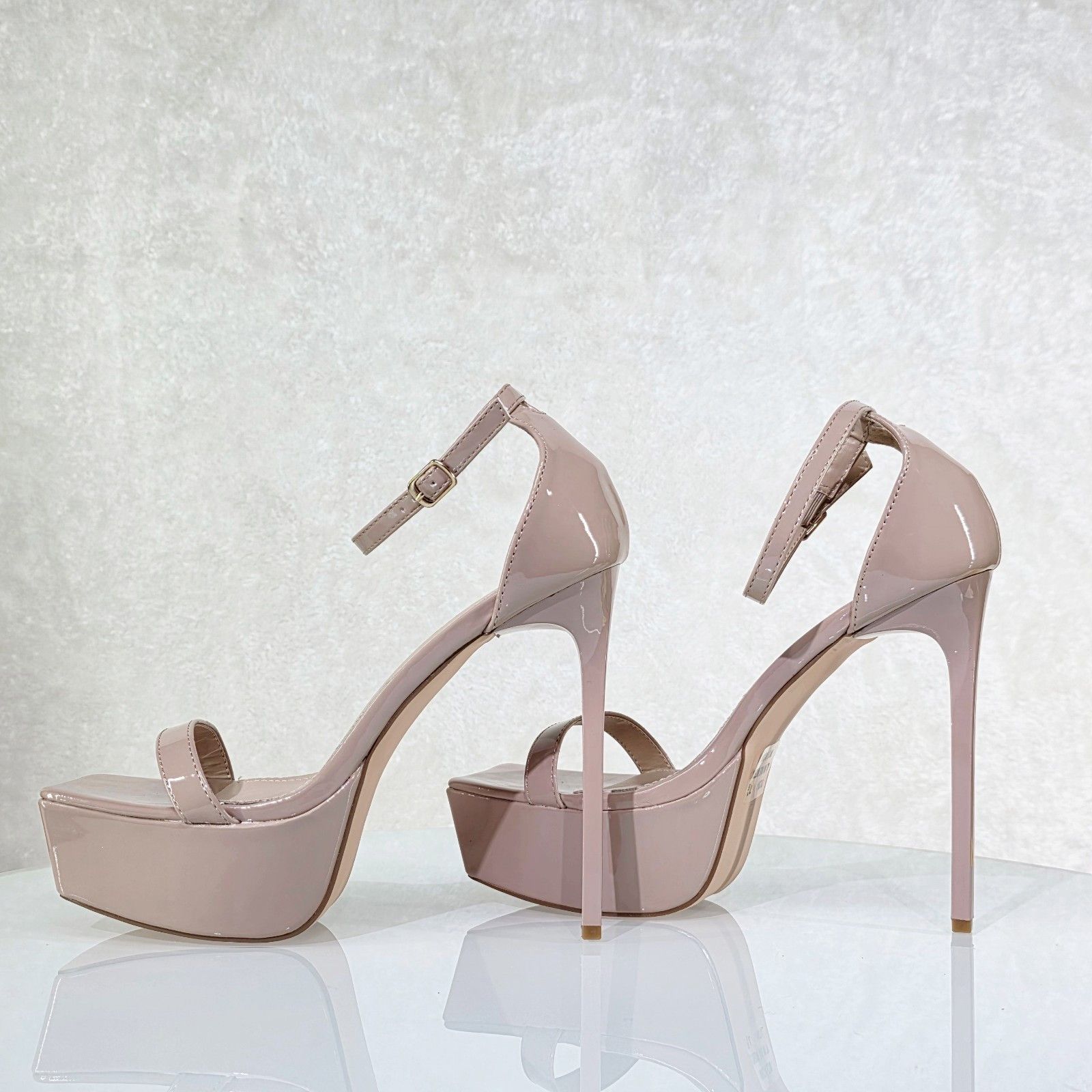 Other Tinks Nude Beige Slim Stiletto Platform High Heels Ankle Str Size US 10 / IT 40 - 1 Thumbnail