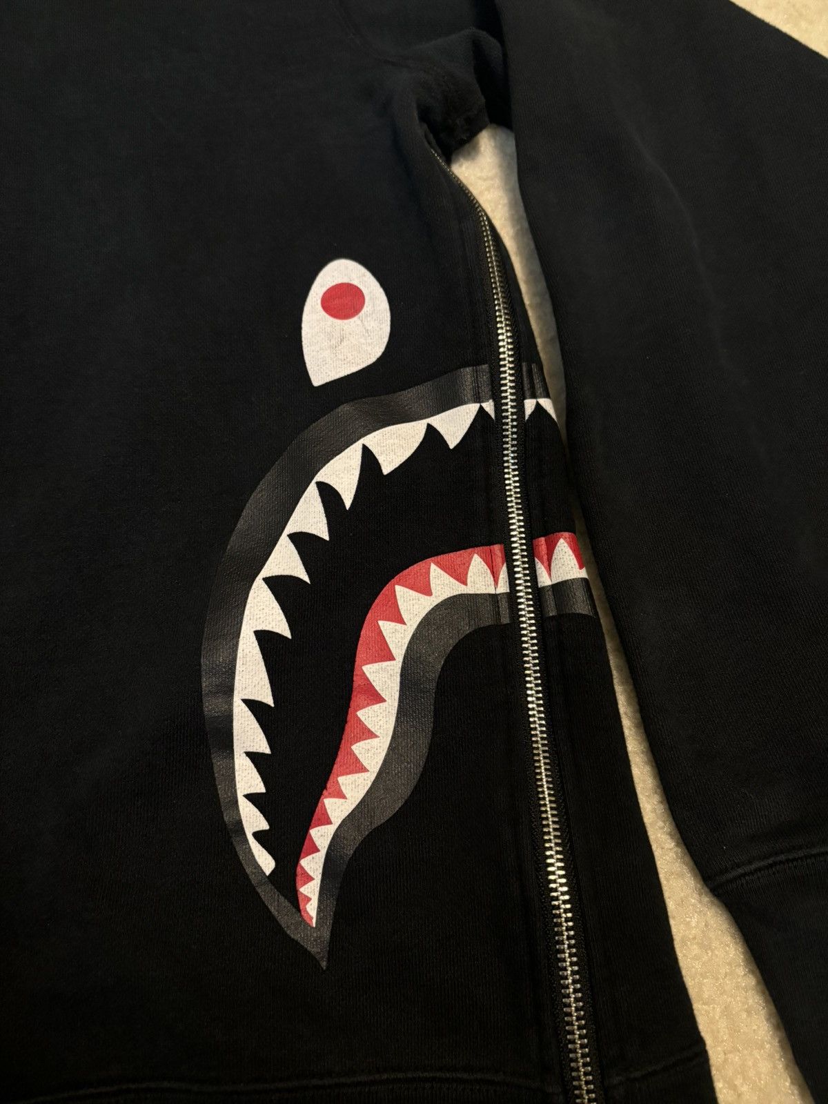 Bape A Bathing Ape Wide Side Zip Shark Pullover Hoodie Black Size US XXL / EU 58 / 5 - 3 Thumbnail