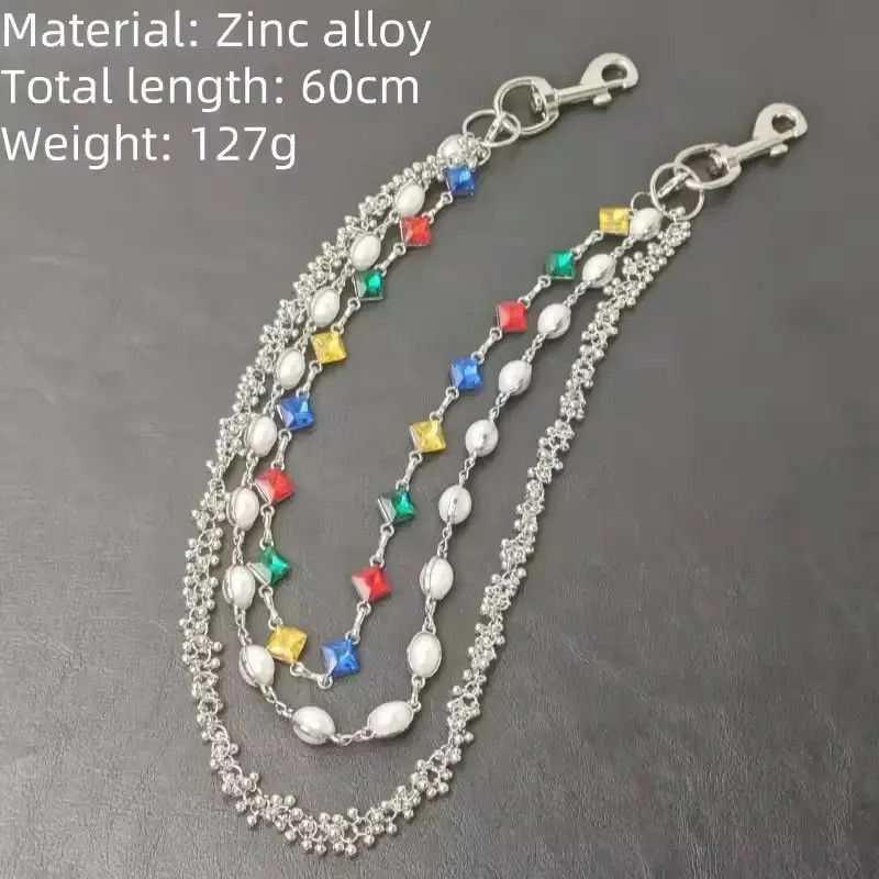 Jewelry Rhinestone Three Layers Pearl Pants Chain Waist Chain Size ONE SIZE - 7 Thumbnail