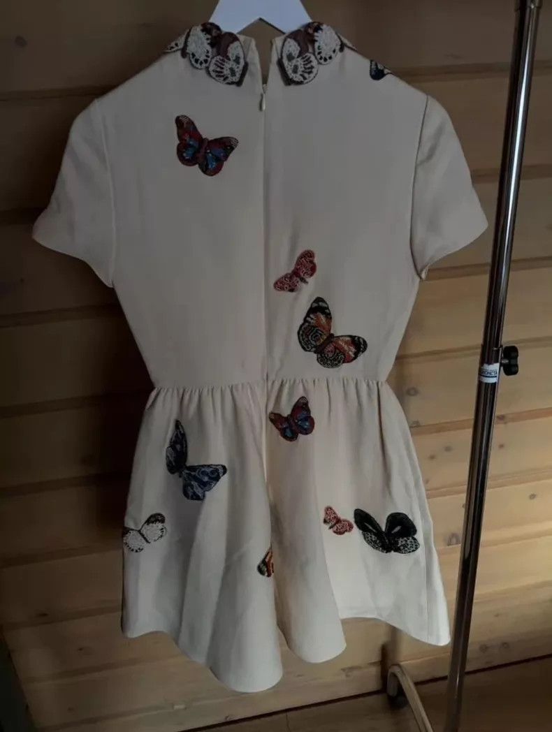 Valentino Valentino Off-white nail bead butterfly doll collar dress Size XS / US 0-2 / IT 36-38 - 4 Thumbnail