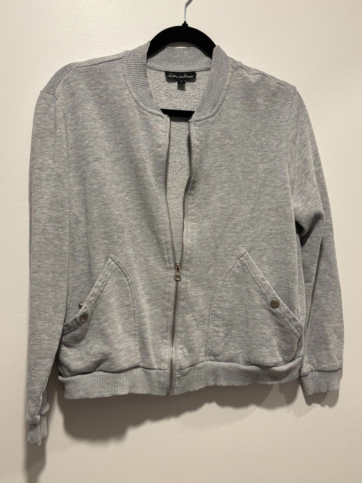 Other Alison Andrews Women's Light Gray Zip-Up Bomber Jacket SizeS Size S / US 4 / IT 40 - 2 Thumbnail