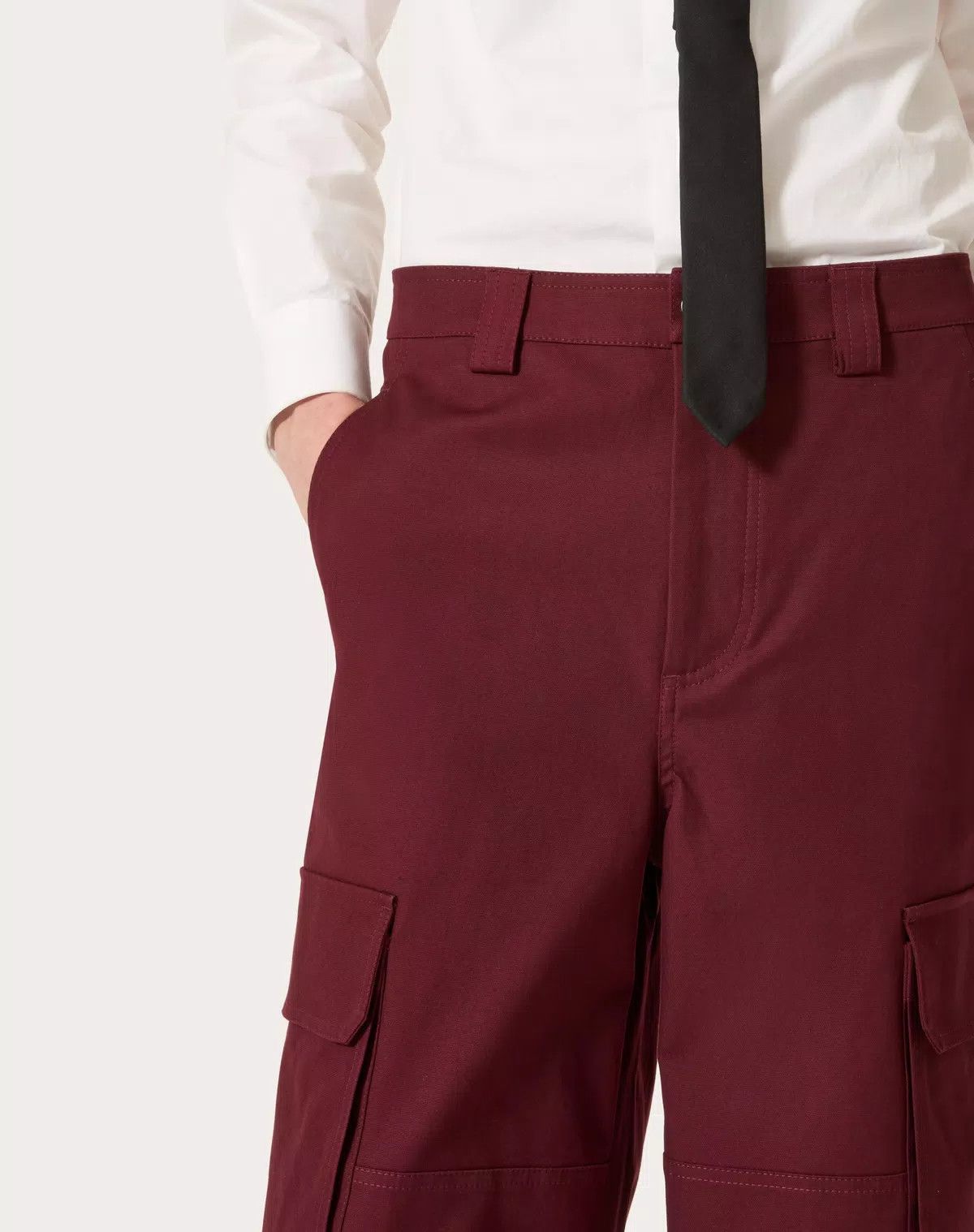 Valentino oc11z0625 Stretch Cotton Canvas Cargo Trousers in Deep Red Size US 32 / EU 48 - 6 Thumbnail