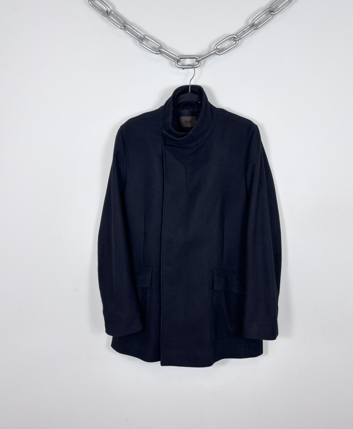 Reiss Reiss Men’s Black Wool Blend Stand Collar Coat Size US L / EU 52-54 / 3 - 1 Thumbnail