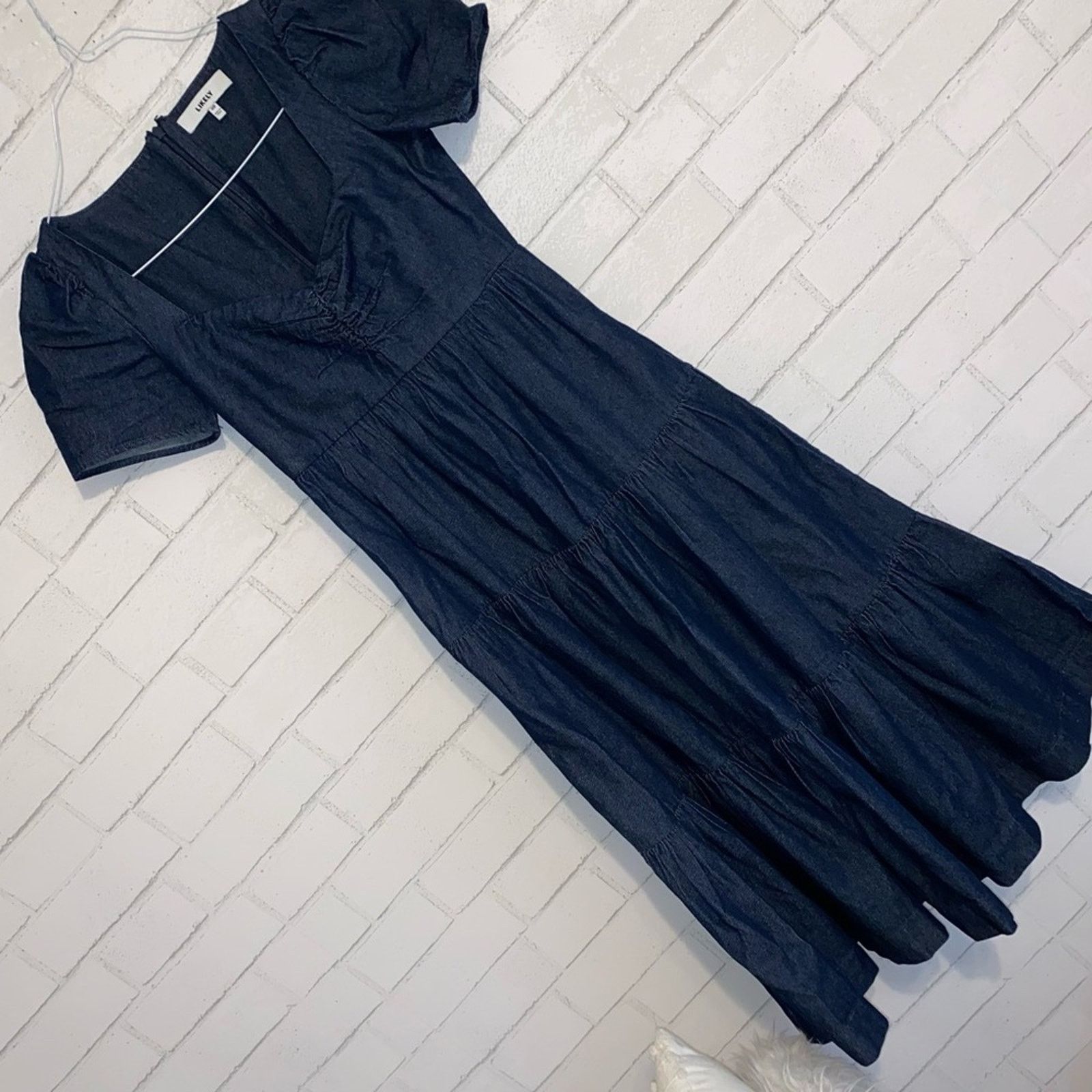 LIKELY Likely x Revolve $248 Lear Puff Sleeve Denim Dress 00 NWOT Size XS / US 0-2 / IT 36-38 - 3 Thumbnail