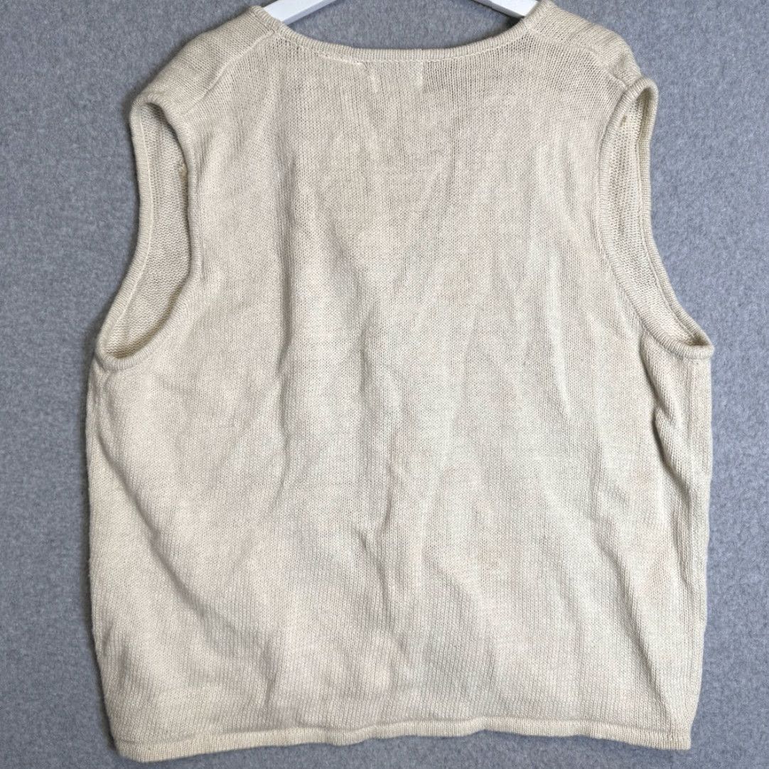 Lee VINTAGE Kathie Lee Women Plus 22/24W Embroidered Knit Cardigan Vest Sleeveless Tan Knit Sweater Ladies / Girls? Size 3XL / US 20-22 - 6 Thumbnail