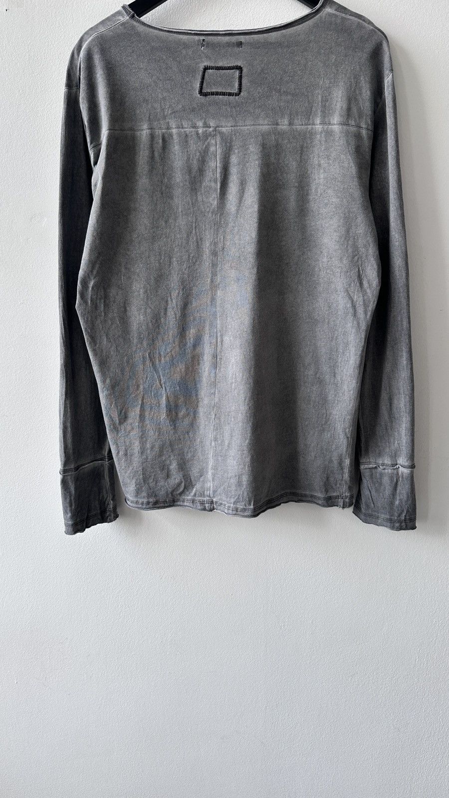 tigha Tigha Grey Acid Washed Longsleeve Cotton Top Raw Hem Grunge Size US L / EU 52-54 / 3 - 13 Thumbnail