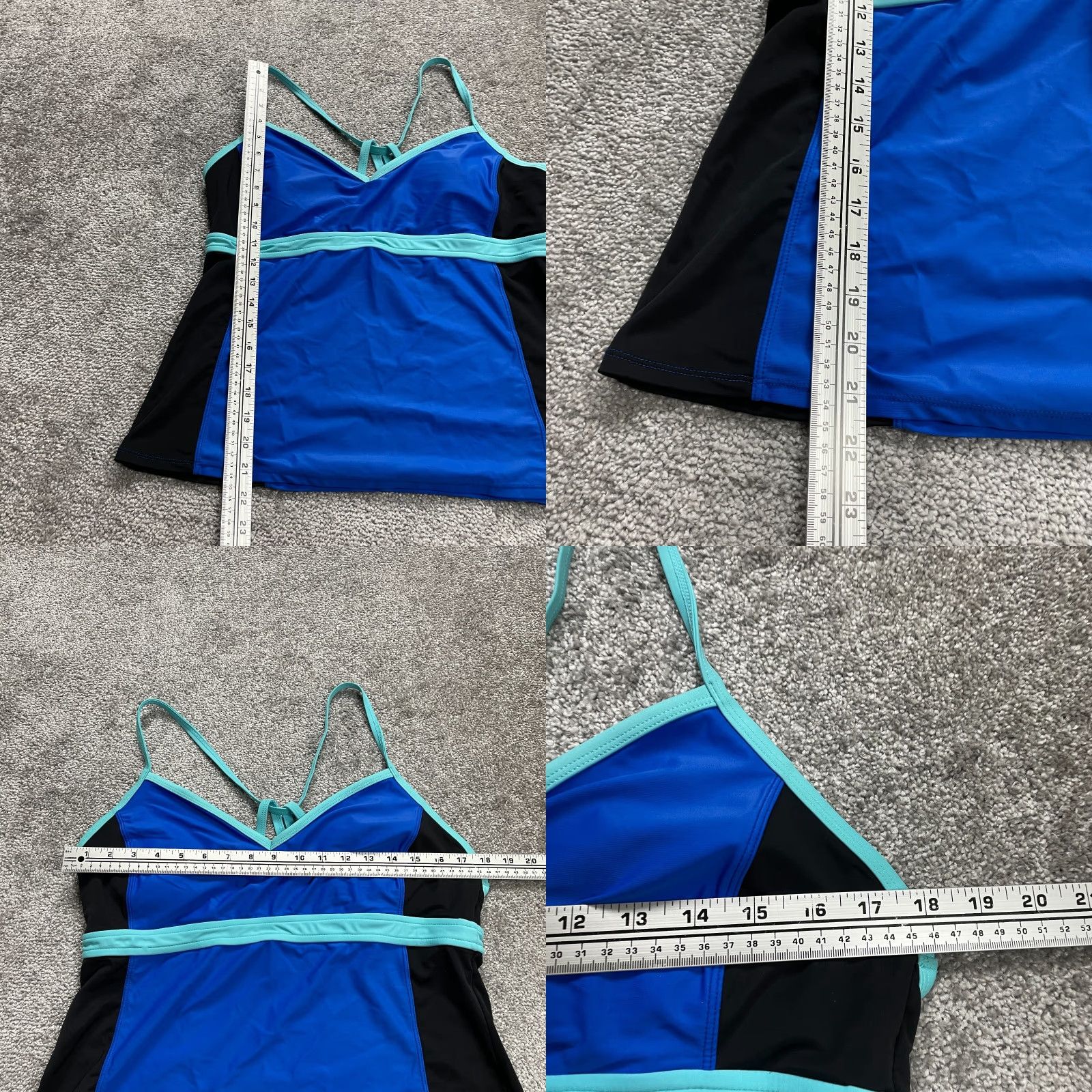 Vintage Danskin Tankini Swimwear Top Women XL Blue Padded Spaghetti Strap Beach Size XL / US 12-14 / IT 48-50 - 8 Thumbnail