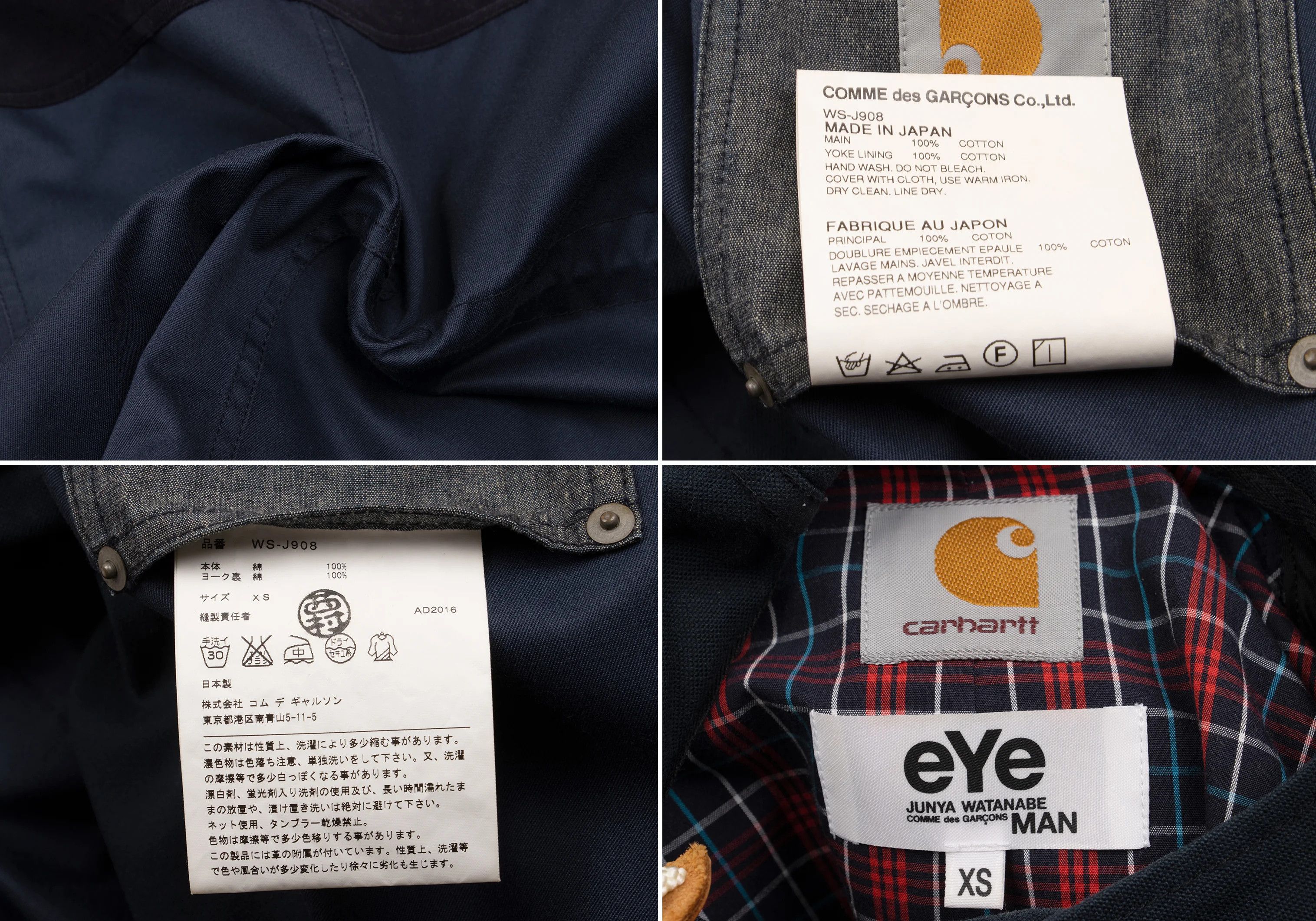 Junya Watanabe Color Block Hoodie Coverall in Navy, Size XS Size US XS / EU 42 / 0 - 20 Thumbnail