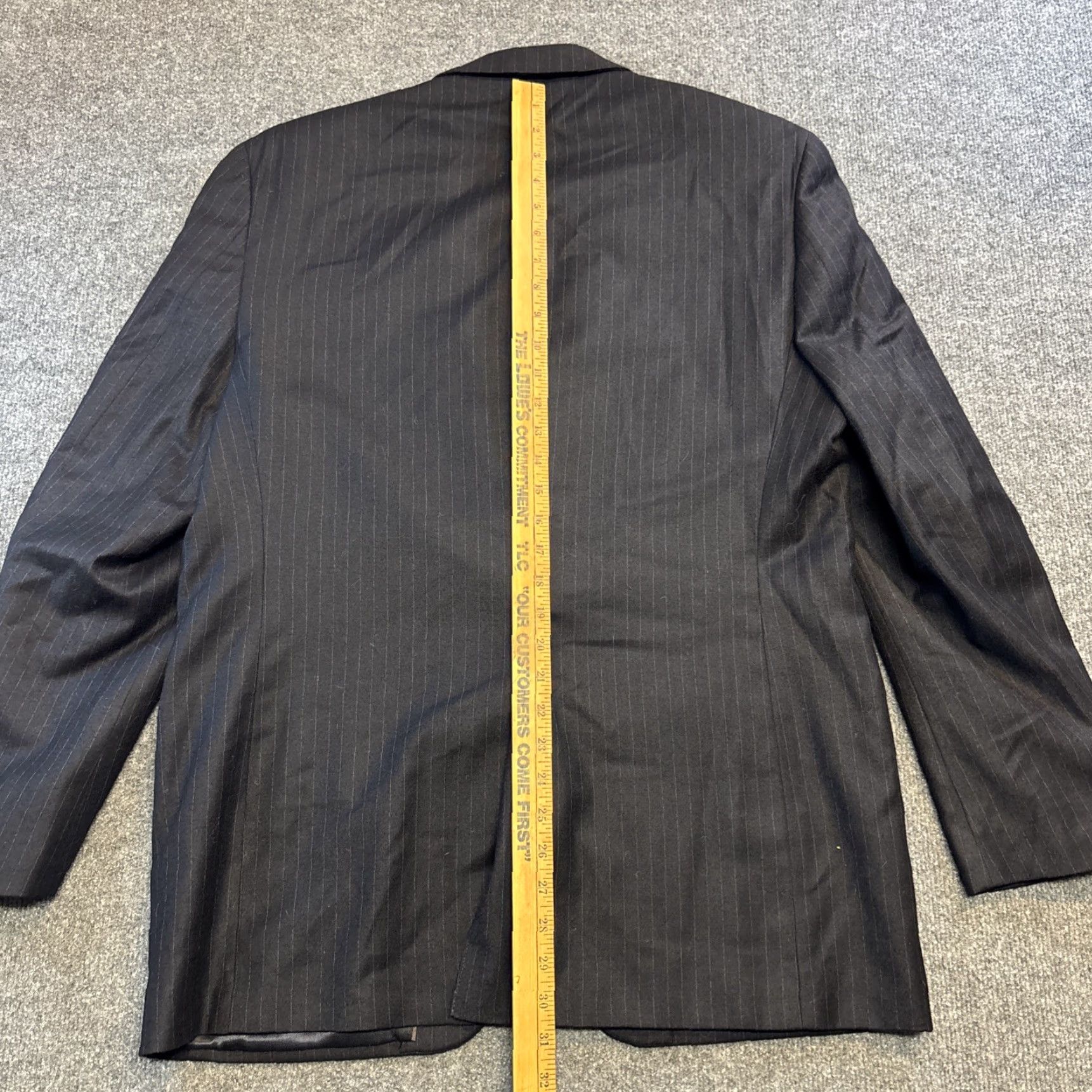 Tasso Elba Tasso Elba Mens Blazer Jacket Navy pinstripe 42R 36W Wool Cashmere Blend Geometric 2-Button Single-Breasted Jacket Mens Regular Blue Size 42R - 3 Thumbnail