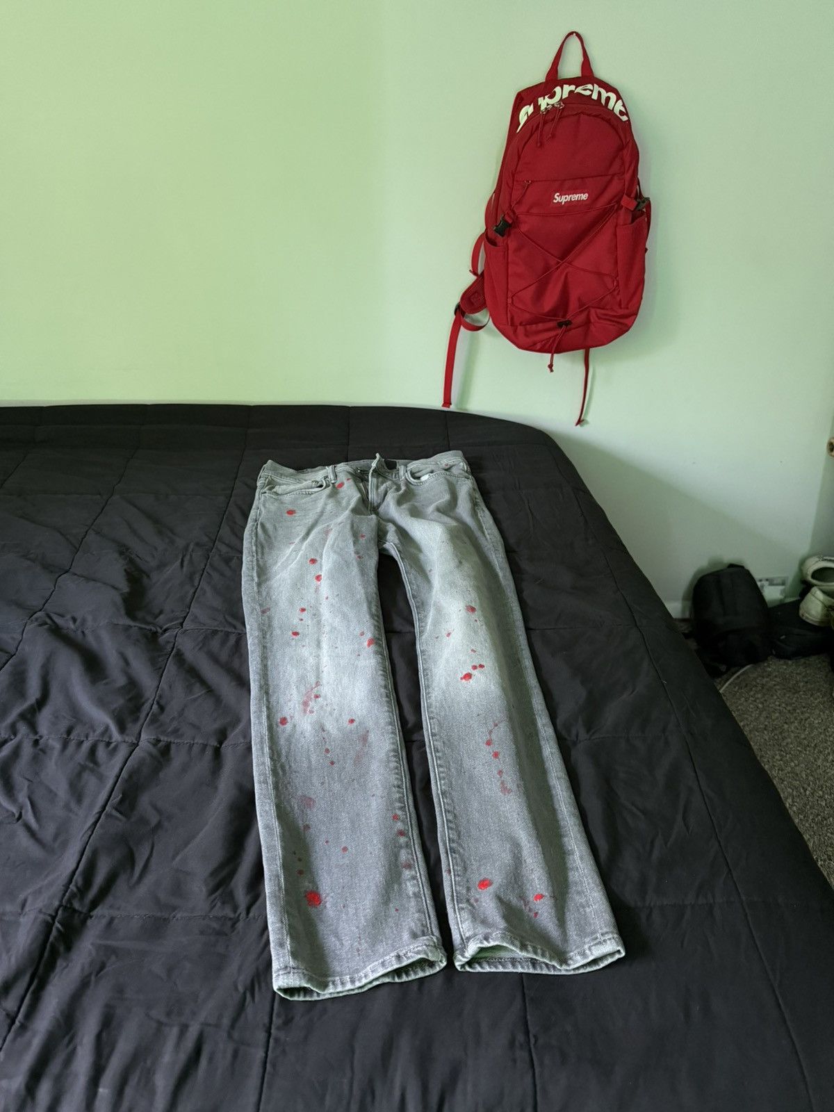 Other Gray + Red Paint Splatter jeans Size US 32 / EU 48 - 5 Thumbnail