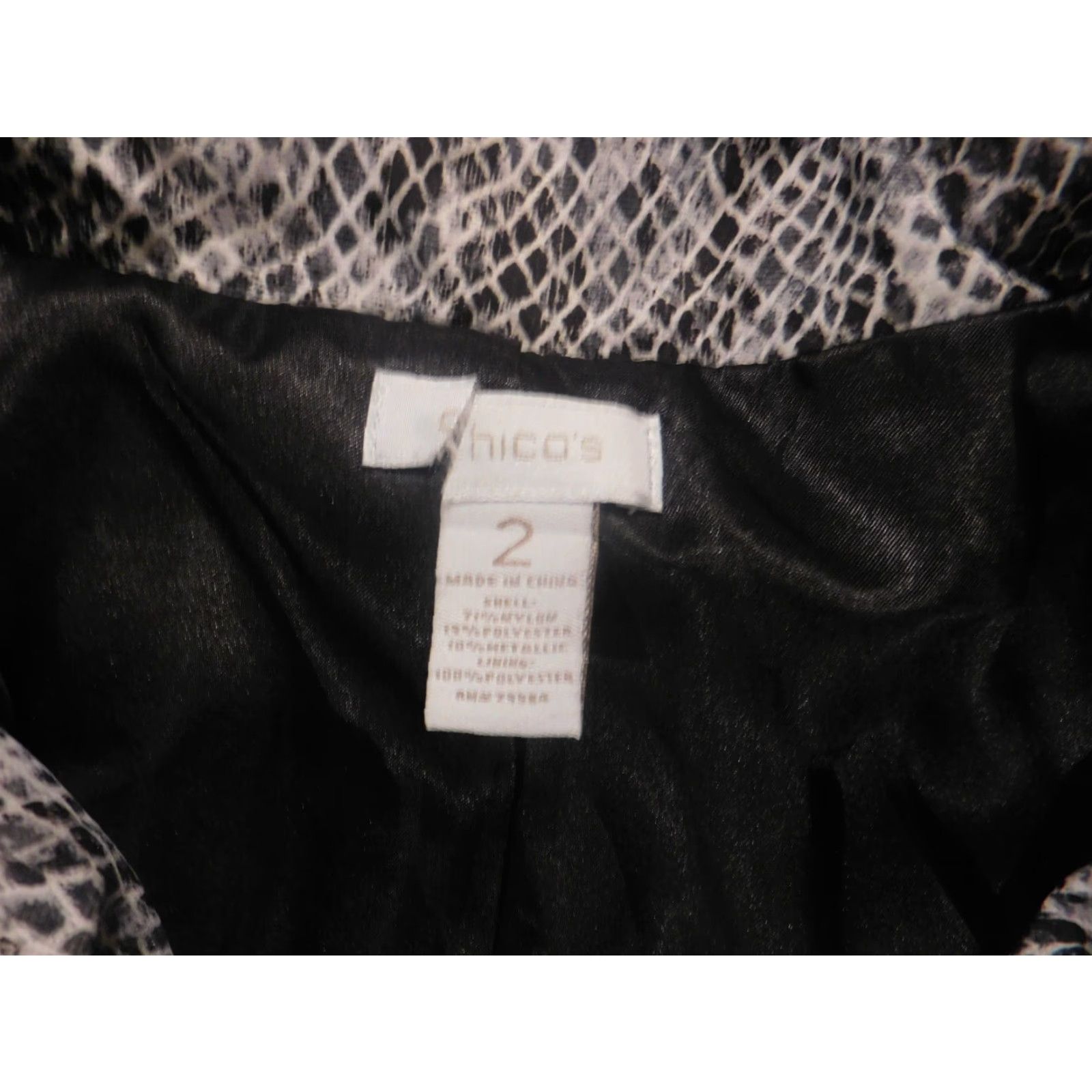 Vintage Chicos Jacket Gray Women Zip Animal Print Loose Snakeskin 2 Medium Open Casual Fur Trim Vintage No Size XS / US 0-2 / IT 36-38 - 5 Thumbnail