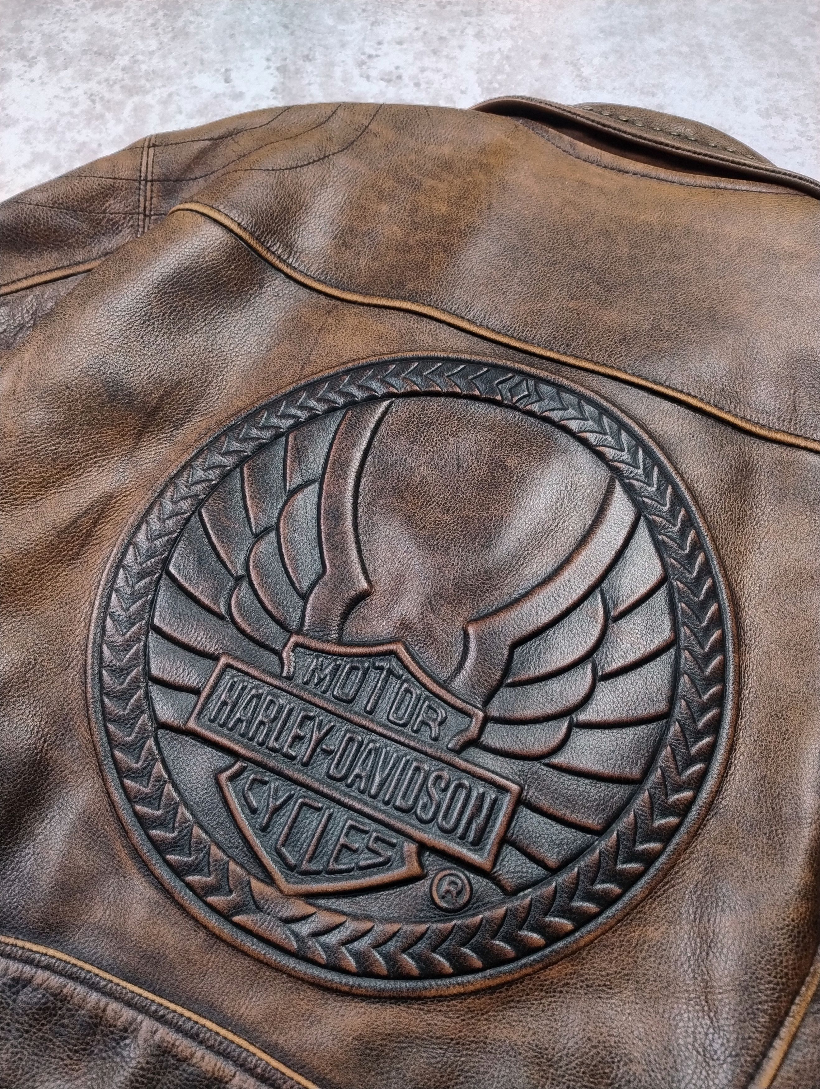 Harley Davidson Harley-Davidson vintage heavy leather jacket 90s rare biker Size US XXL / EU 58 / 5 - 7 Thumbnail