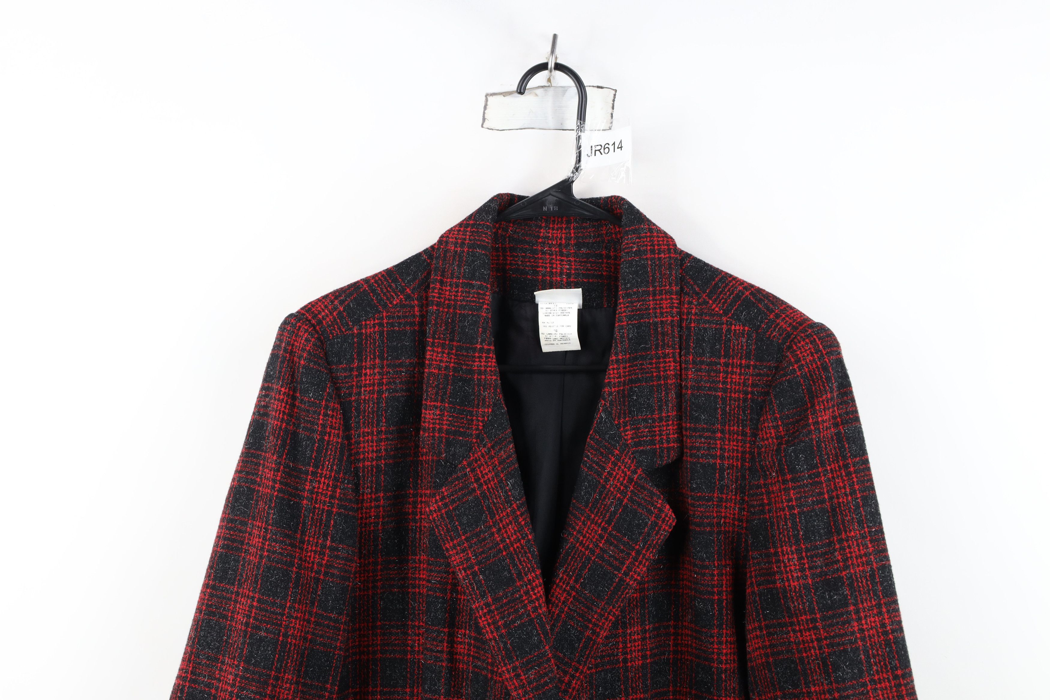 Vintage Vintage 90s Wool Tweed Suit Coat Blazer Jacket Red Plaid Size XXL / US 16-18 / IT 52-54 - 2 Thumbnail