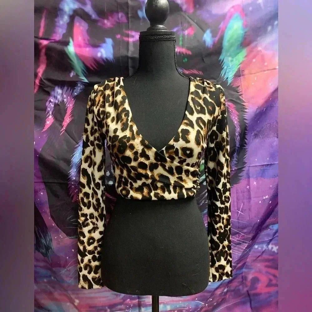 Designer Hot Miami Styles Leopard Print Long Sleeve Top Size M / US 6-8 / IT 42-44 - 1 Thumbnail