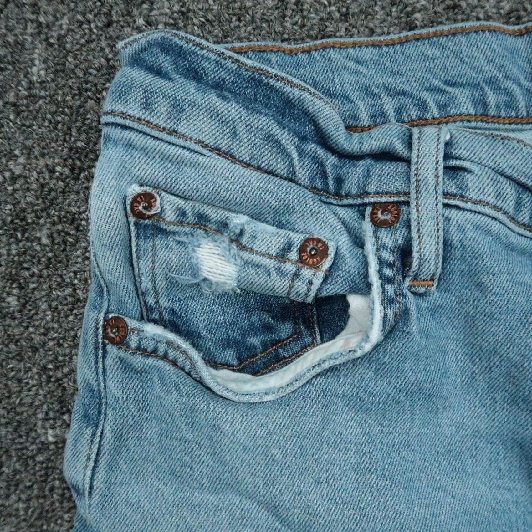 Agolde VINTAGE? No — AGOLDE Jeans Womens Slim 30x27 Blue 30 Button Fly Distressed 5-Pocket Denim Straight Jeans Women Size 30" / US 8 / IT 44 - 3 Thumbnail