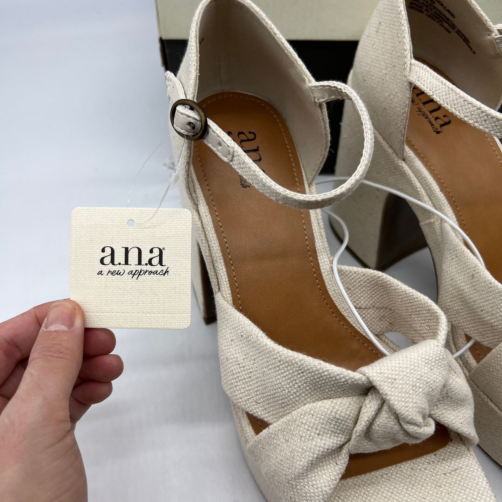 Other a.n.a Womens Holland Heeled Sandals Denim Platform Size US 7 / IT 37 - 4 Thumbnail