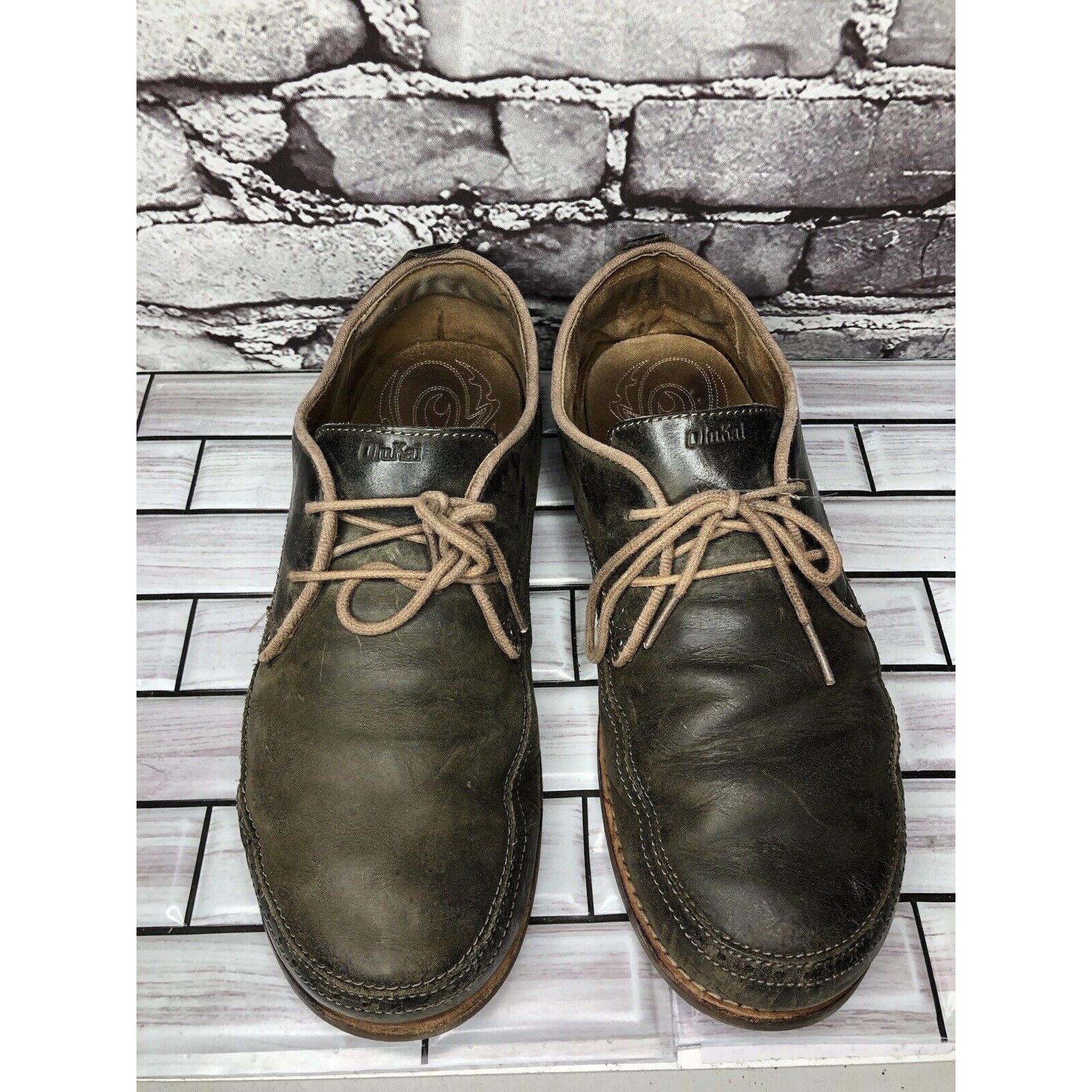 Olukai Olukai Honolulu Lace Olive Green Leather Casual Oxfords Shoe Size US 10 / EU 43 - 2 Thumbnail
