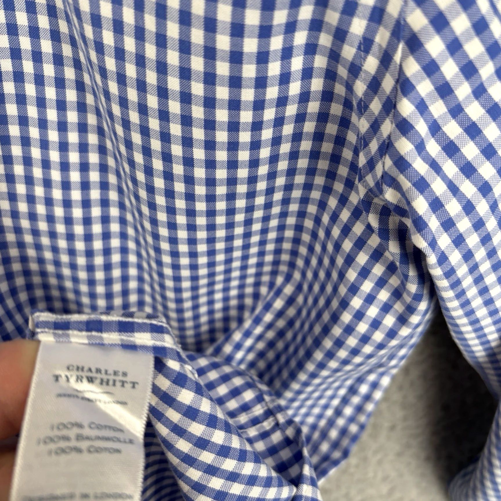 Charles Tyrwhitt Charles Tyrwhitt Shirt Mens 16.7/33 Blue Gingham Check Extra Slim Fit Non-Iron Shirt Regular L Blue Cotton Button-Up Collared Long Sleeve Men’s Size US L / EU 52-54 / 3 - 4 Thumbnail