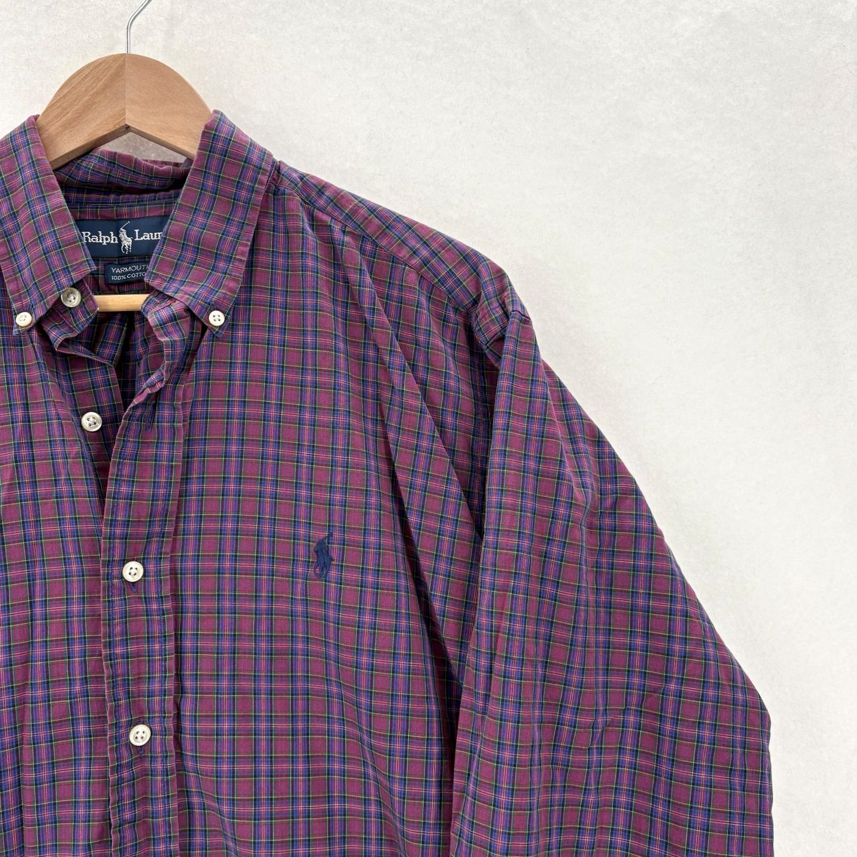 Ralph Lauren VINTAGE Ralph Lauren Shirt Mens 15.5 34/35 Purple Check Long Sleeve Yarmouth 90s Size US L / EU 52-54 / 3 - 2 Thumbnail