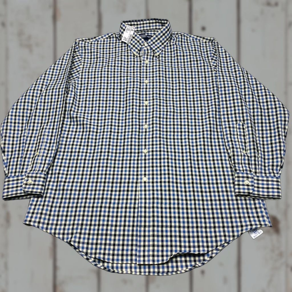 Lands' End NWT Lands' End Flannel Shirt Mens XL 17 Blue Check Button Up Long Sleeve Cotton Size US XL / EU 56 / 4 - 1 Thumbnail