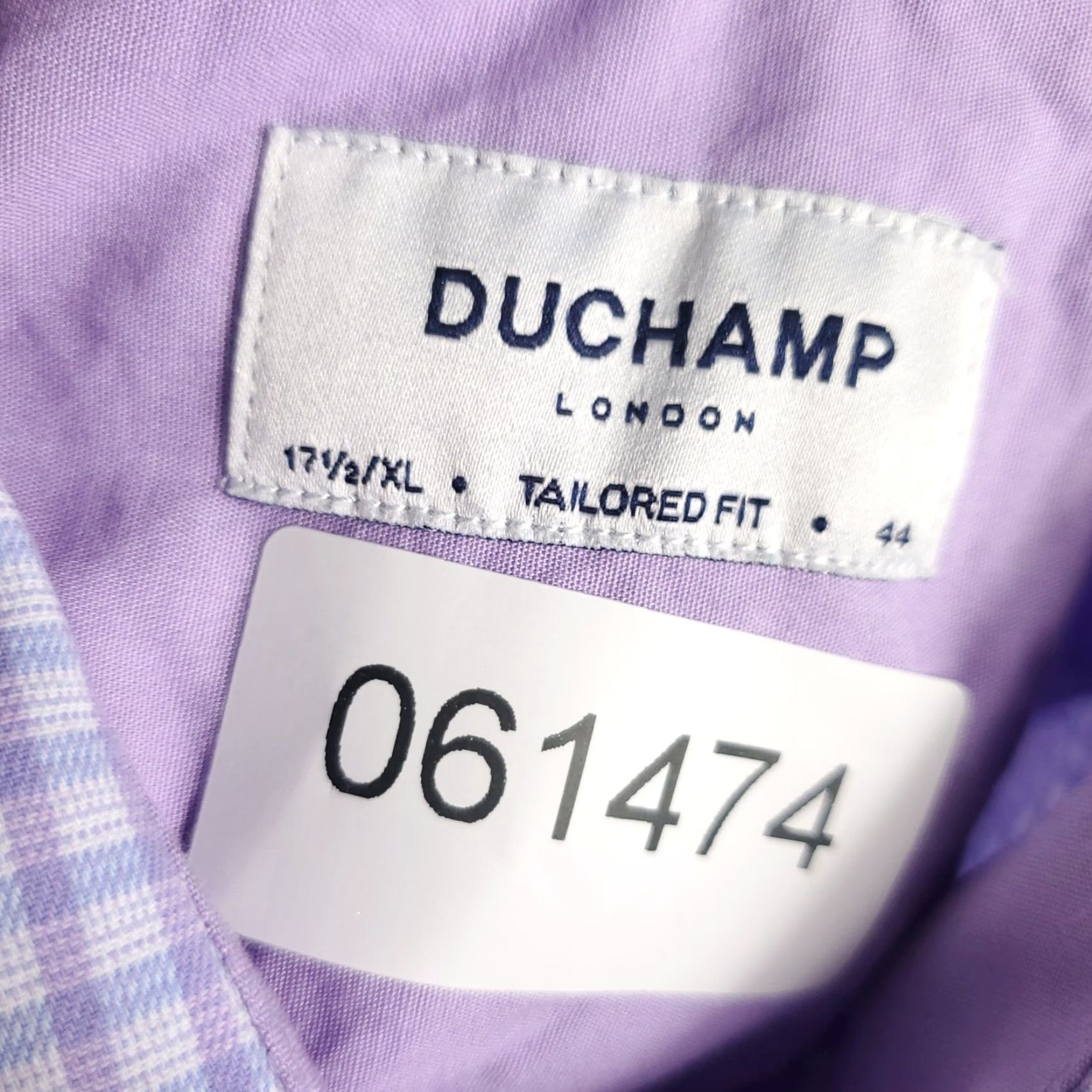 Vintage DUCHAMP Tailored Fit Dress Shirt Mens XL Long Sleeve Purple Check Classic Modern Size 46R - 7 Thumbnail