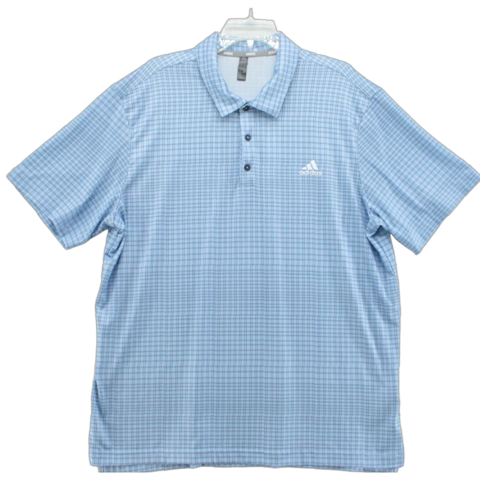 Adidas Adidas Polo Golf Shirt Men XL Blue Check Logo Polo Casual Office Preppy Athleisure Sports Mens Size US XL / EU 56 / 4 - 1 Thumbnail