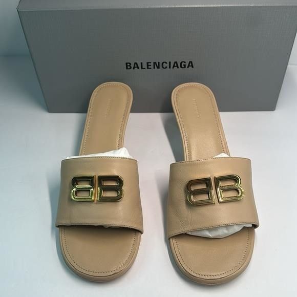 Balenciaga 💯- New Authentic Balenciaga Beige Groupie Leather Heels Size US 9 / IT 39 - 4 Thumbnail