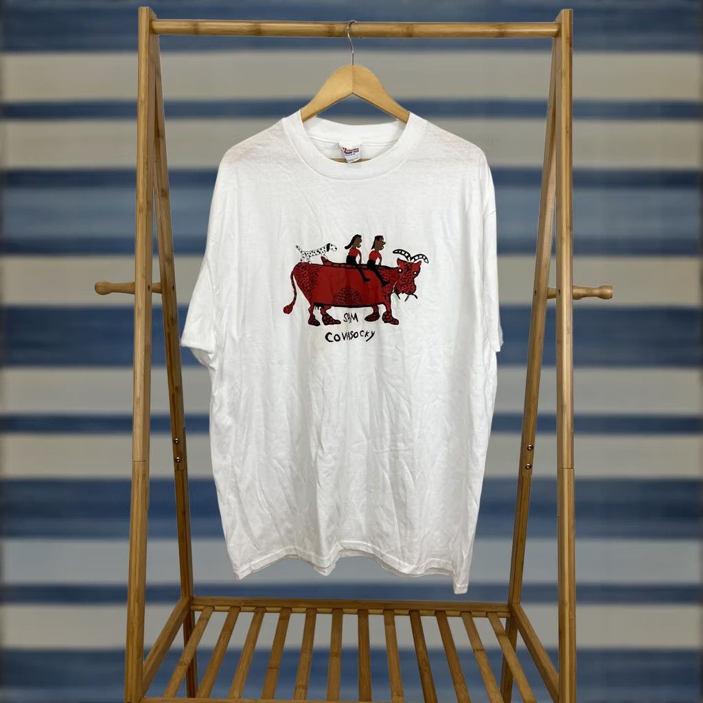 Hanes VTG Sam The Dot Man McMillan Cowasocky T-Shirt XL Hanes White Men Art RARE Size US XL / EU 56 / 4 - 1 Thumbnail
