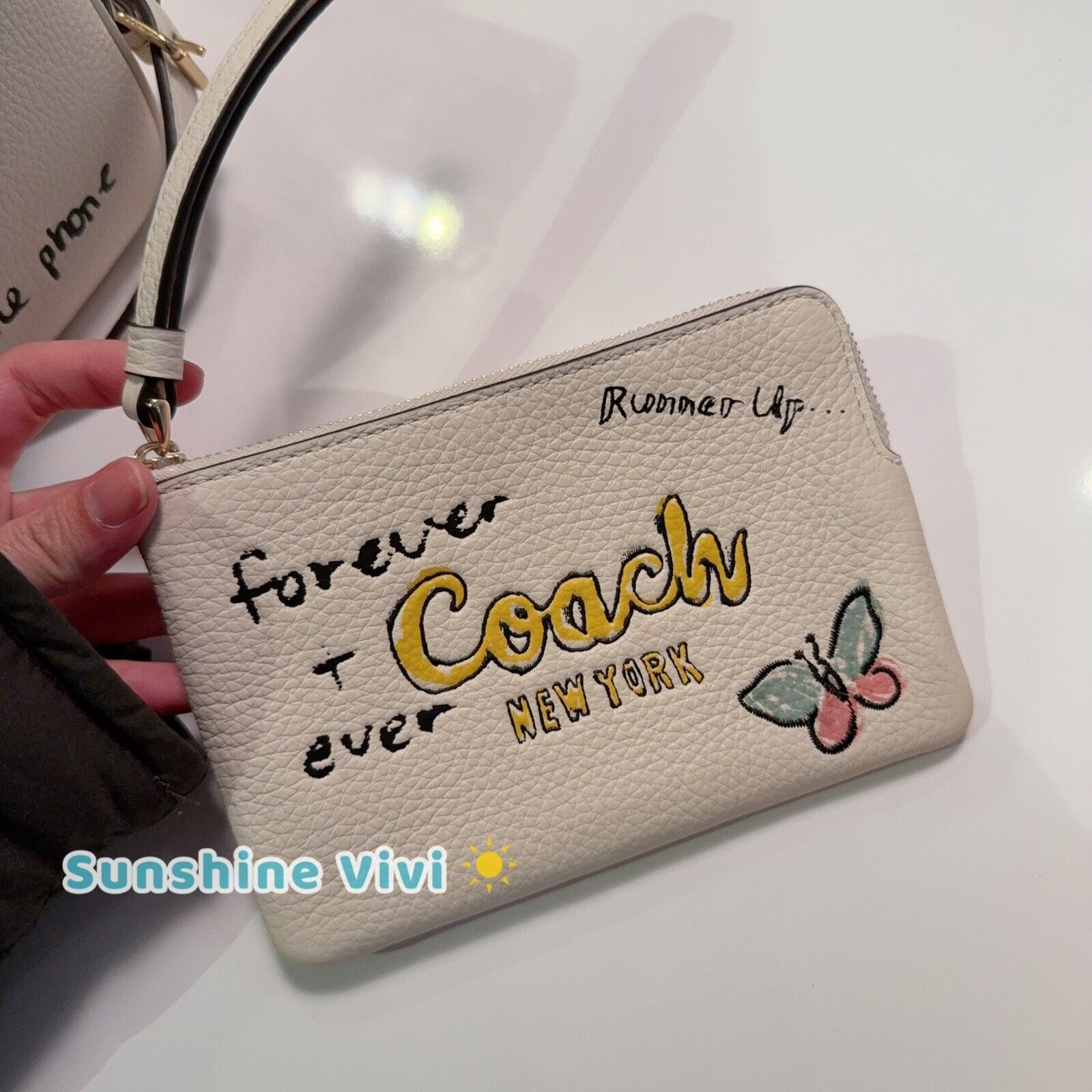 Coach NWT Coach Pebbled Leather Corner Zip Wristlet Sketch CAQ54 Size ONE SIZE - 4 Thumbnail