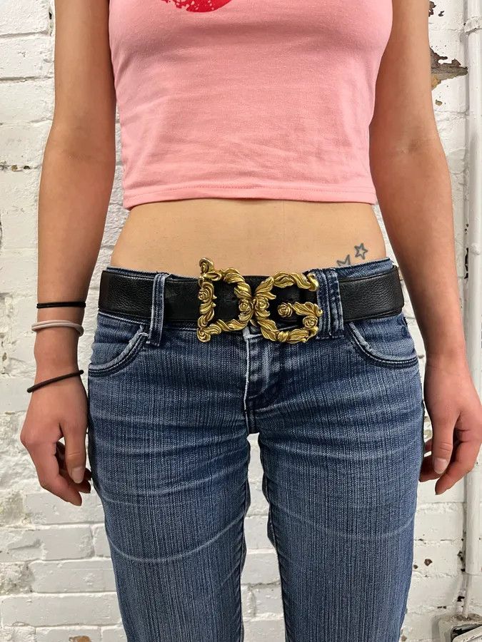 Dolce & Gabbana AW2006 Dolce & Gabbana Black Leather Ornamental Buckle Belt Size ONE SIZE - 2 Thumbnail