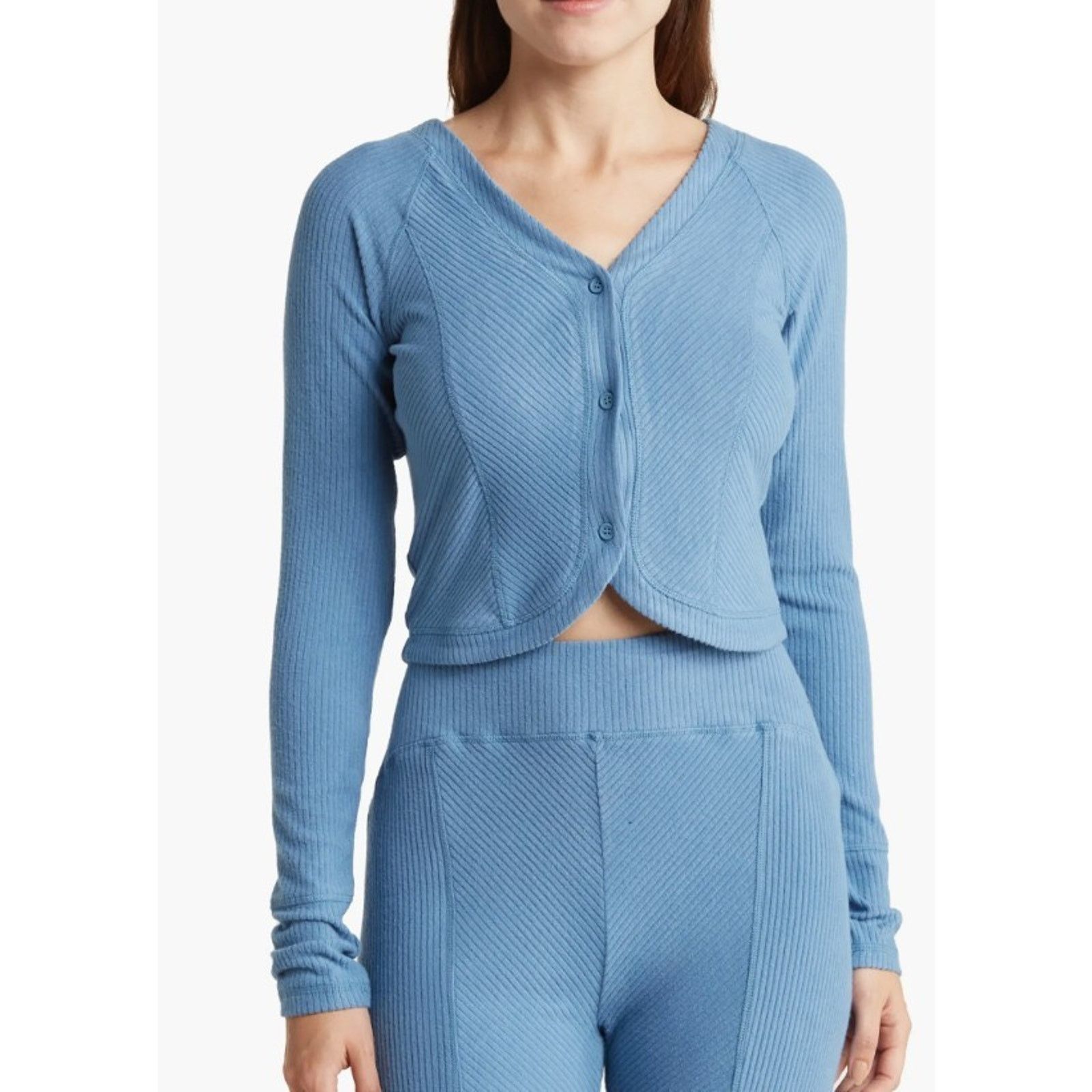 Other NWT Women's Area Stars Blue Ribbed BF Top, Large Size L / US 10 / IT 46 - 1 Thumbnail