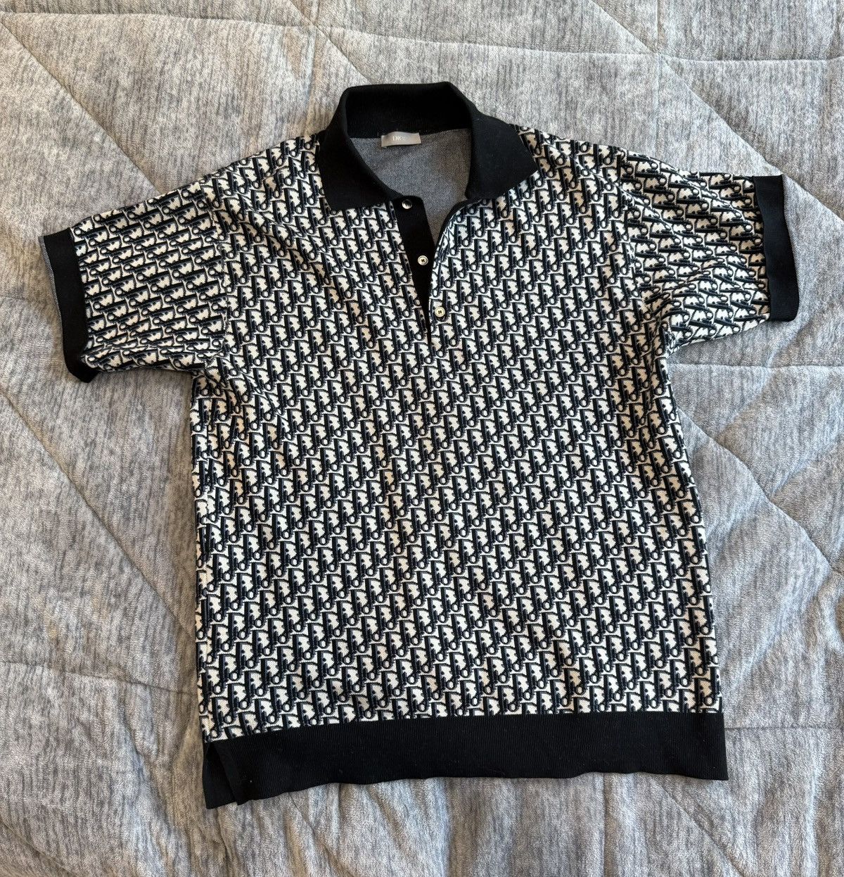 Dior Dior Oblique Jacquard Knit Polo Shirt | Grailed