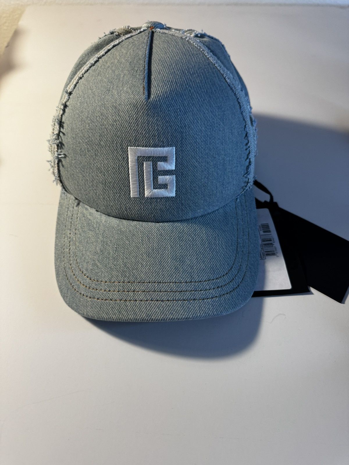 Balmain Balmain cap blue jean denim monogram embroidered logo NWT Size ONE SIZE - 1 Thumbnail