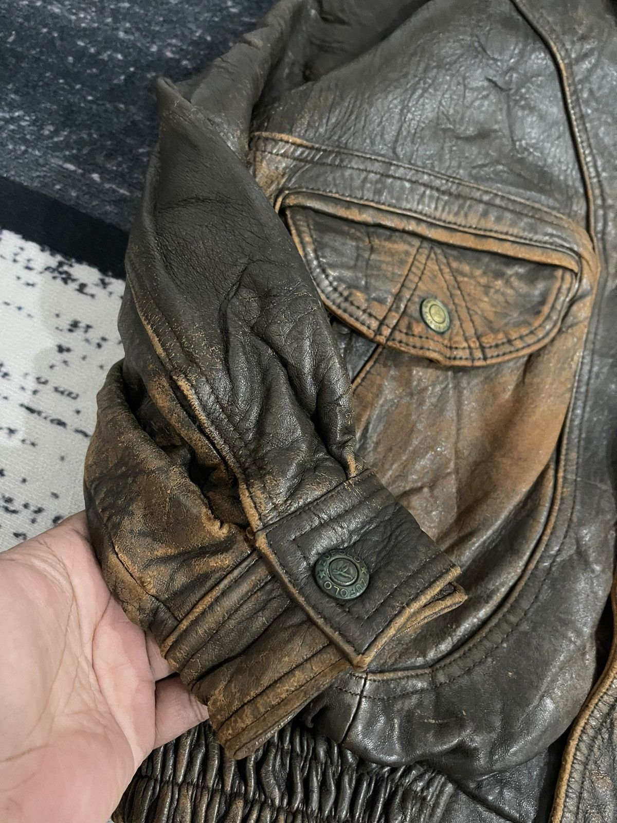 Vintage Vintage Zufolo Leather Bomber Jacket Size US L / EU 52-54 / 3 - 9 Thumbnail