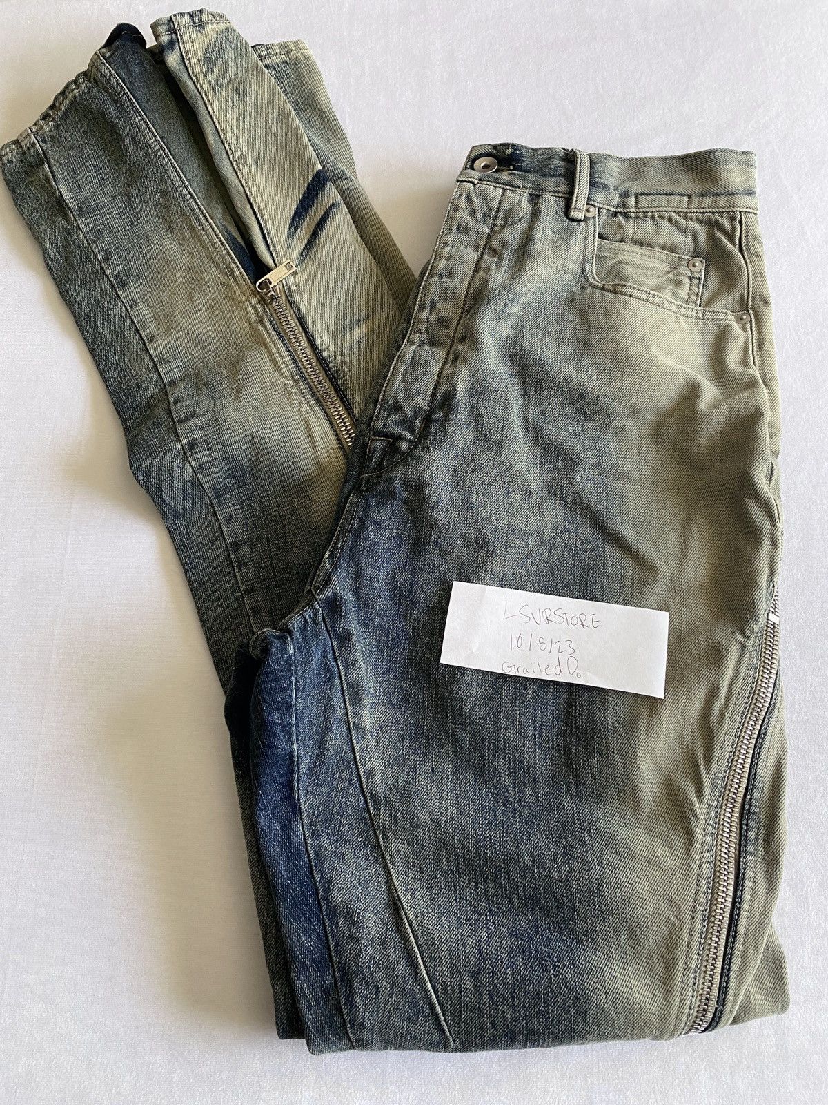 Rick Owens × Rick Owens Drkshdw Rick Owens DRKSHDW Bolan Banana Zip Jean Minearl Pearl 32 Size US 32 / EU 48 - 5 Thumbnail