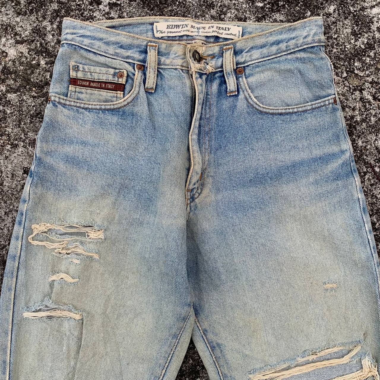 Edwin Vintage Edwin Italy Ripped Jeans Light Wash Denim Size US 27 - 3 Thumbnail