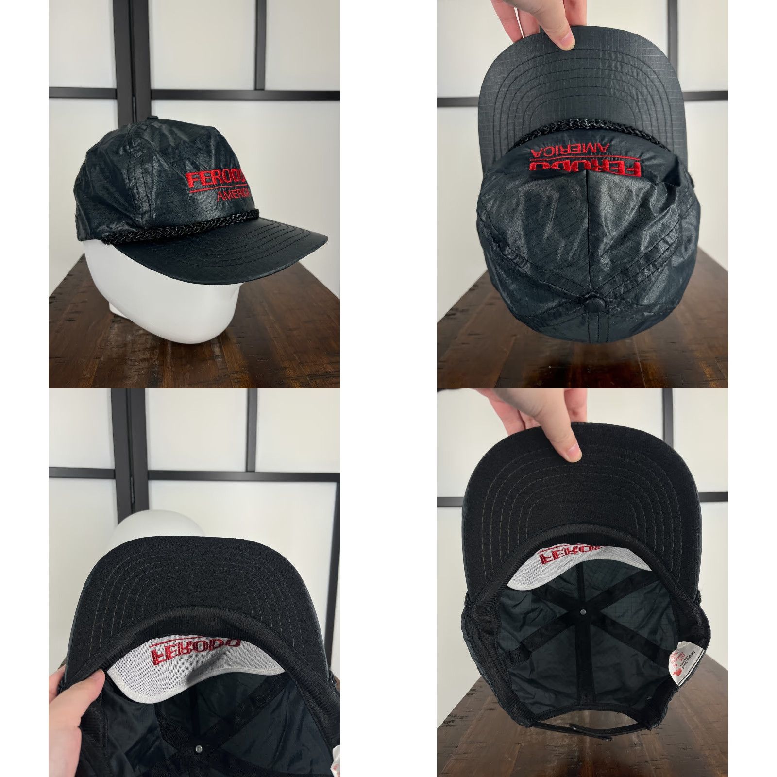 Vintage VINTAGE Ferodo America Hat Cap Snap Back Adult One Size Black Nylon 90's Look Size ONE SIZE - 8 Thumbnail
