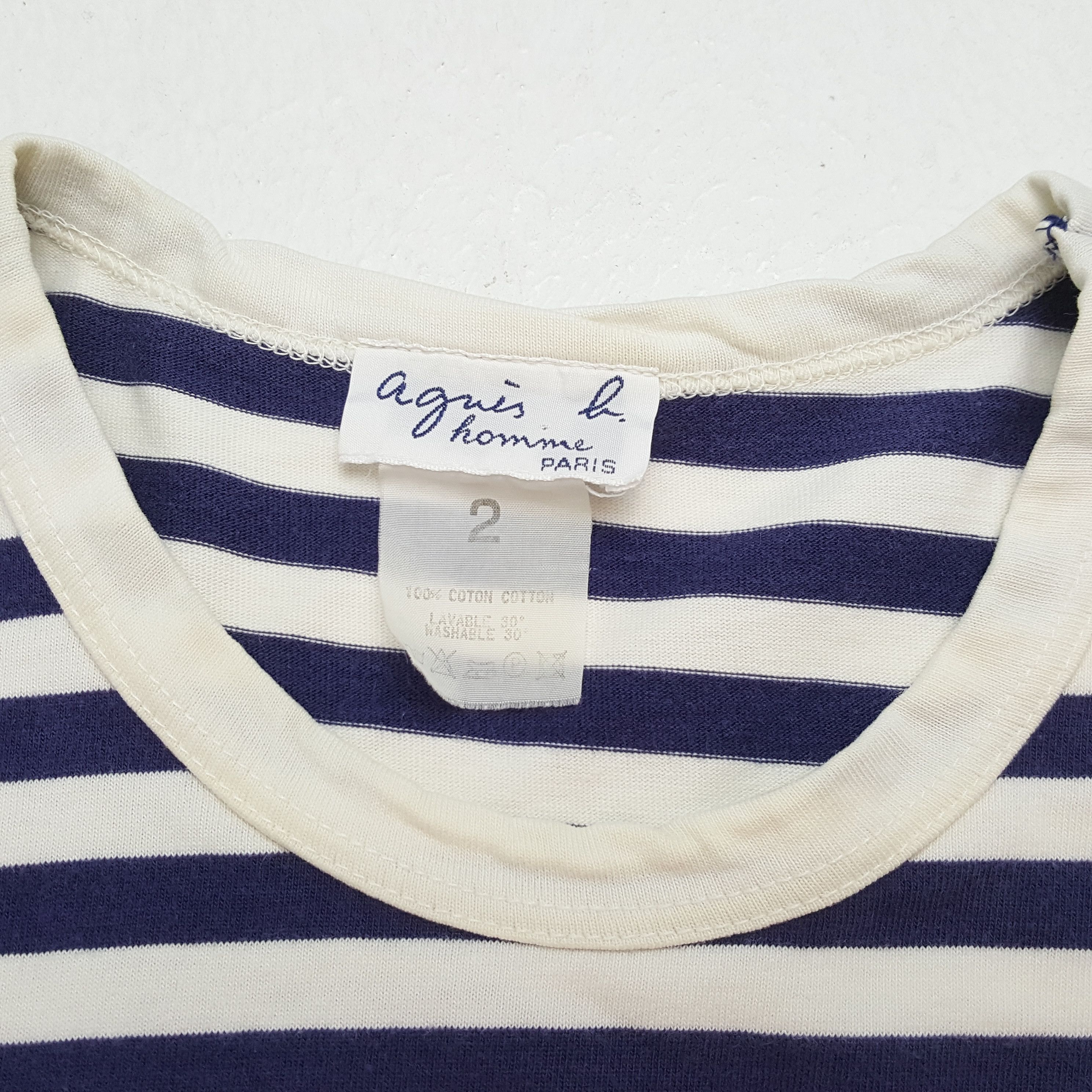 Vintage × agnes b. AGNES B HOMME Fashion Designer Stripes Design Tshirt Size US M / EU 48-50 / 2 - 7 Thumbnail