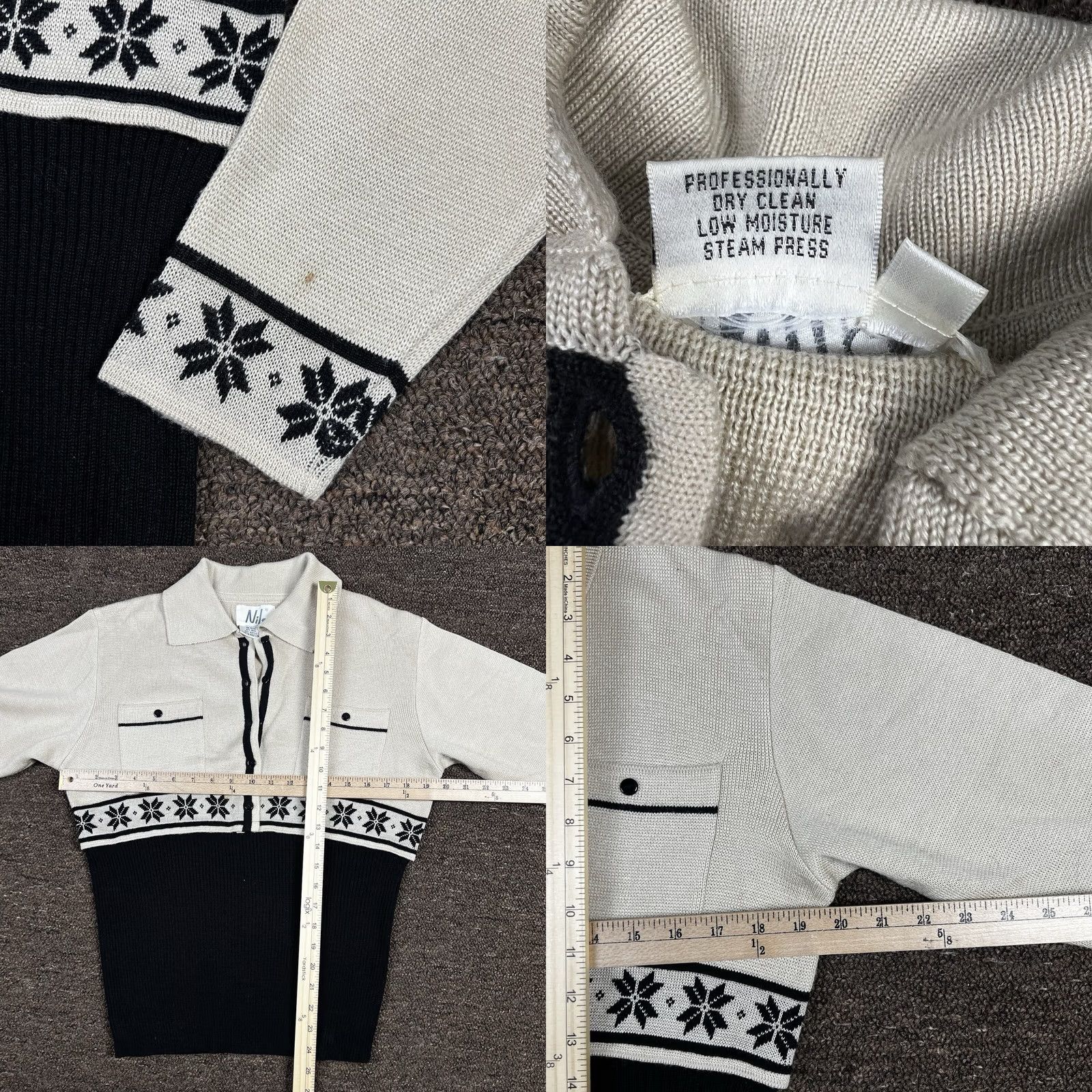 Vintage VINTAGE Nils Sweater Ski Womens Medium Beige 90s Bohemian Stretch Fit Acrylic Wool Blend Pull Over Cardigan Buttons Size M / US 6-8 / IT 42-44 - 8 Thumbnail