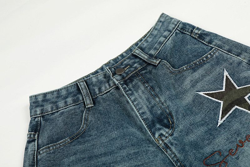 Japanese Brand American retro embroidered star scimitar washed jeans Size US 32 / EU 48 - 3 Thumbnail