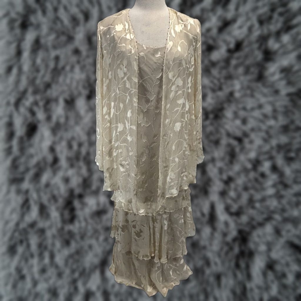 Vintage VINTAGE Cameron Blake 2 Pc Dress Set Dress Ivory Silk 8 Whimsigoth Fairy Ethereal Y2K Womens Size M / US 6-8 / IT 42-44 - 1 Thumbnail
