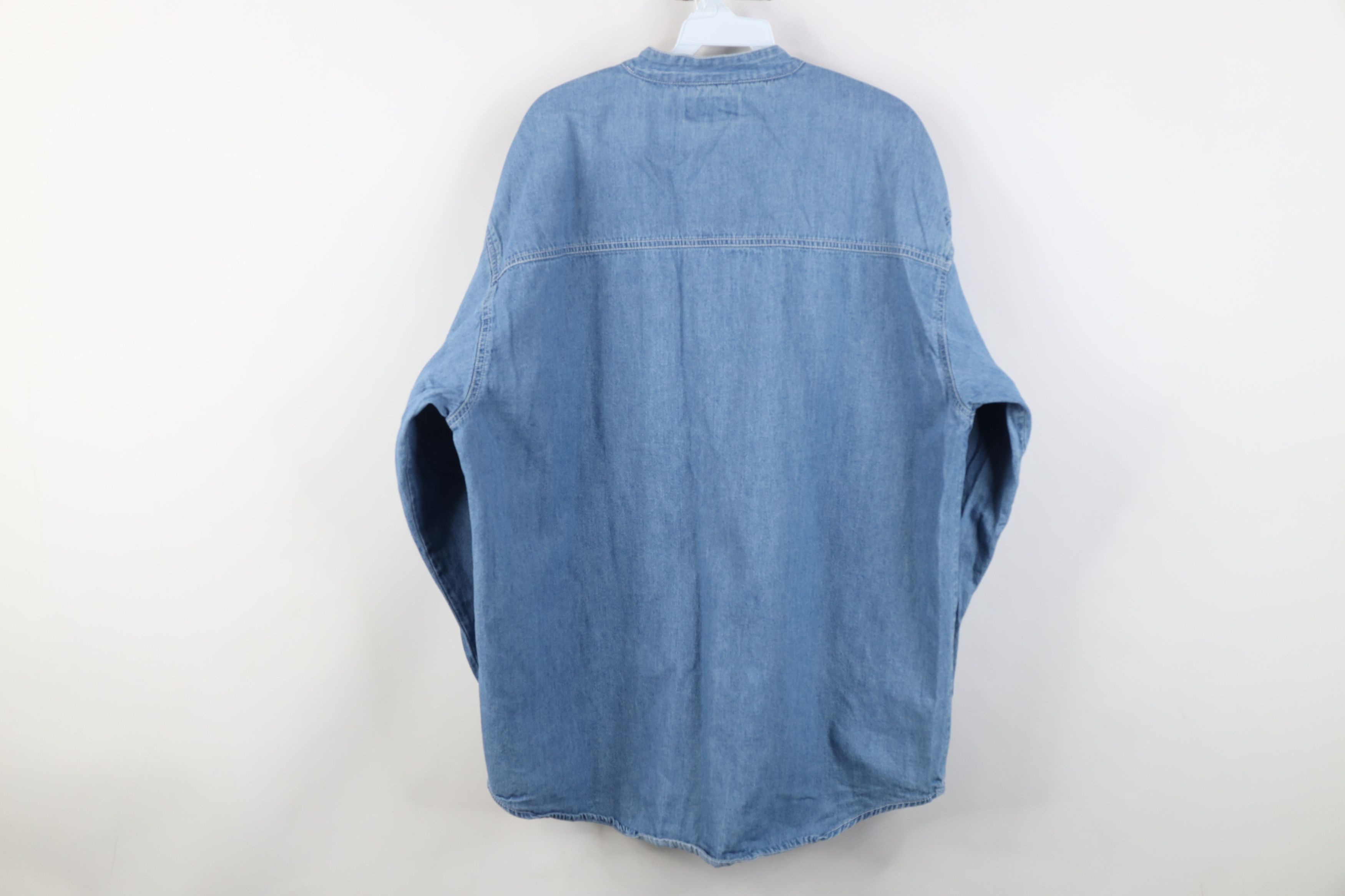 Vintage Vintage 90s Streetwear Band Collared Denim Jean Button Shirt Size US L / EU 52-54 / 3 - 12 Thumbnail