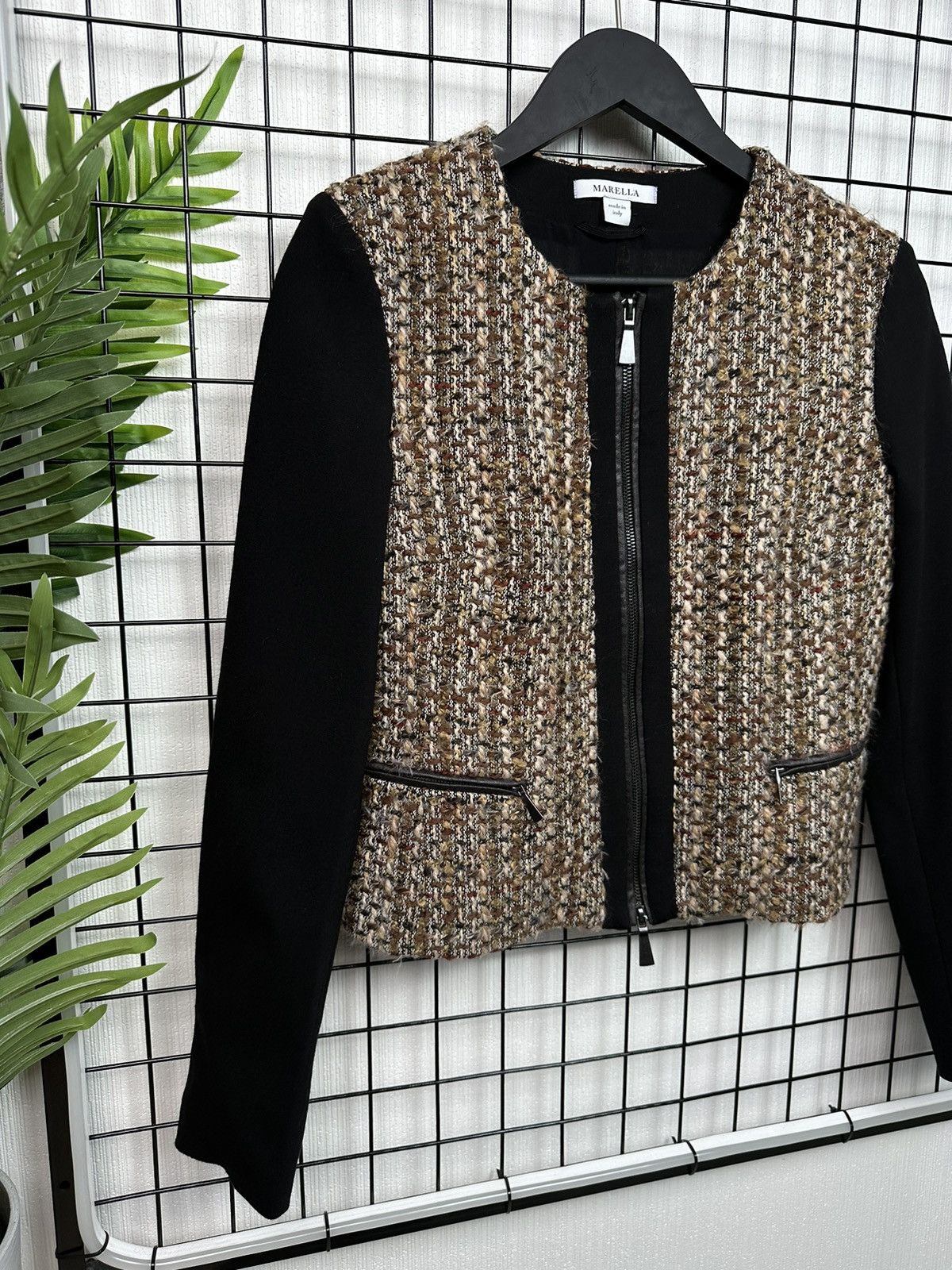 Marella × Max Mara × Weekend Max Mara Marella by Max Mara blazer Womens zip Jacket tweed wool 4 sz Size S / US 4 / IT 40 - 3 Thumbnail