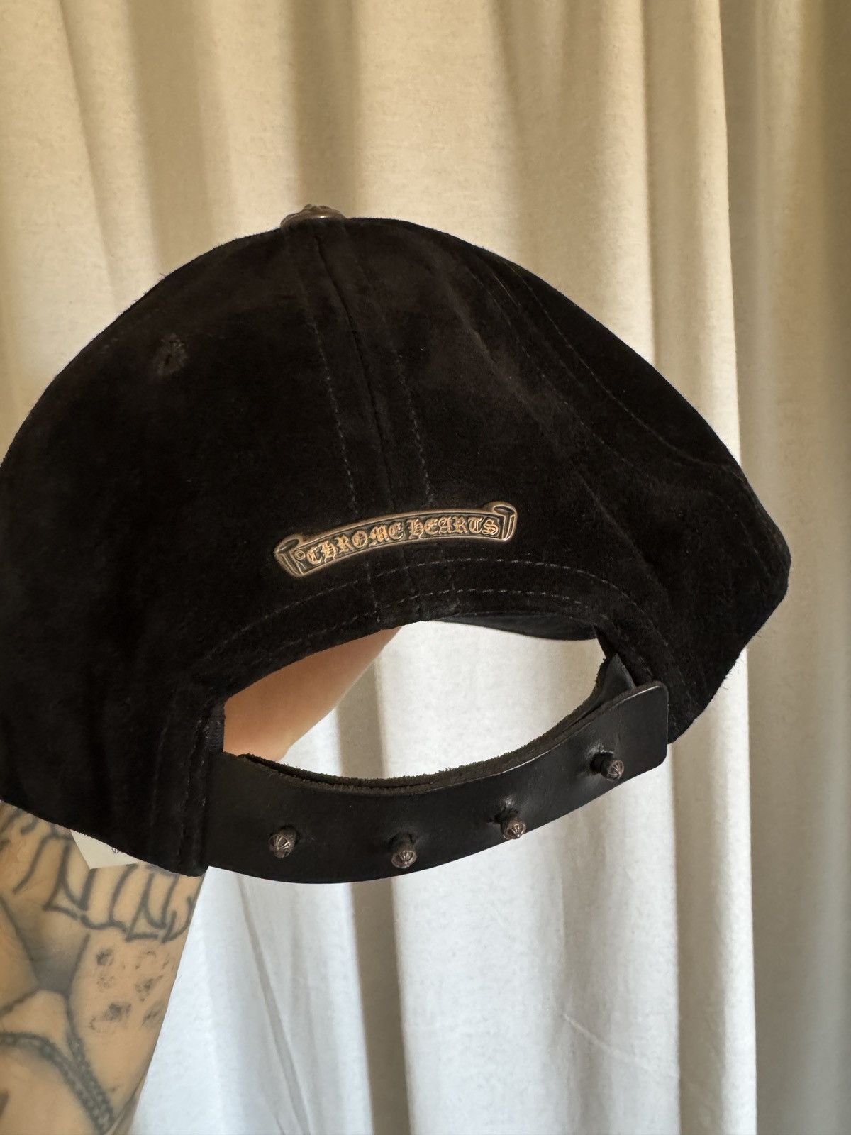 Chrome Hearts Chrome Hearts Black Suede Leather Dagger Hat Size ONE SIZE - 2 Thumbnail