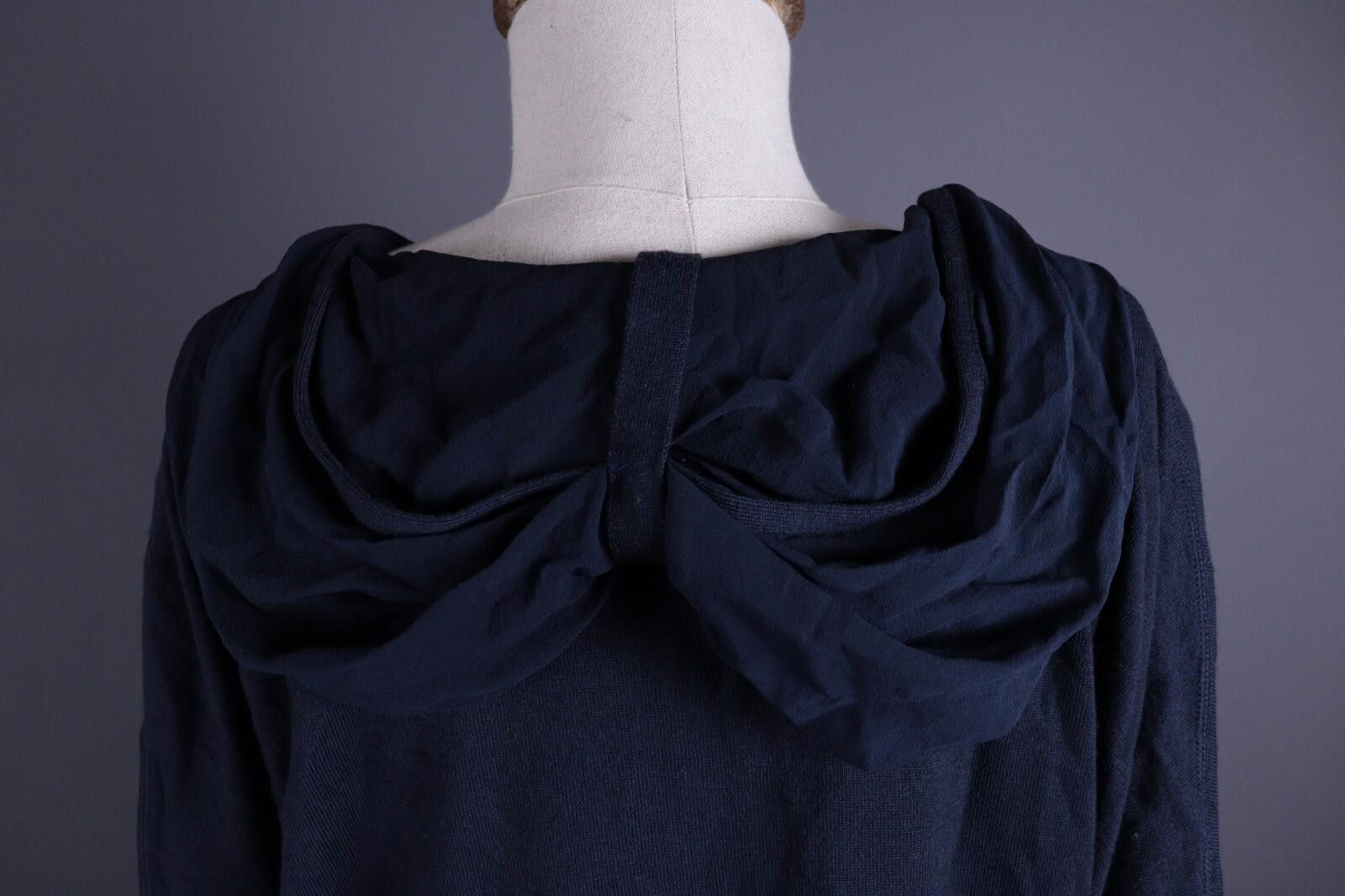 Designer Annette Gortz Dark Blue Wool Hooded Oversized Sweater Size M Size M / US 6-8 / IT 42-44 - 11 Thumbnail