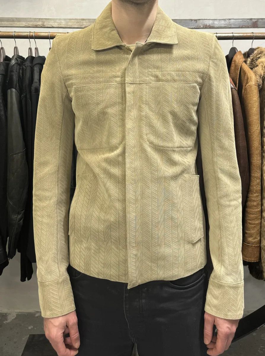Roberto Cavalli Roberto Cavalli Beige Lines Suede Leather Jacket Size US M / EU 48-50 / 2 - 3 Thumbnail