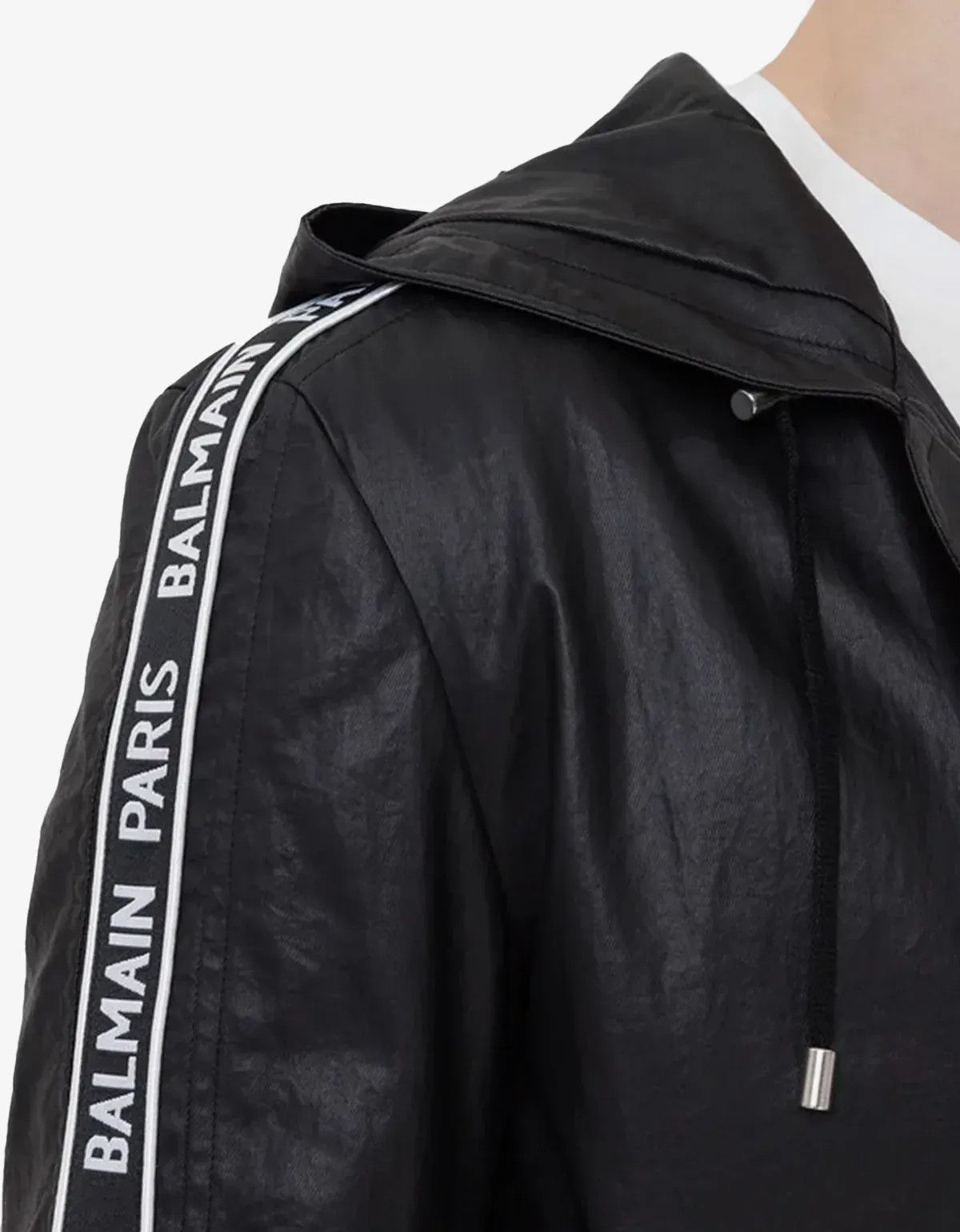 Balmain Balmain Black Coated Nylon Logo Band Jacket SIZE 48 Size US M / EU 48-50 / 2 - 5 Thumbnail