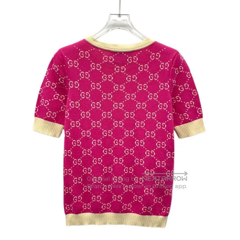 Gucci Gucci Pink logo jacquard full-print cotton round-neck shor Size XS / US 0-2 / IT 36-38 - 2 Thumbnail
